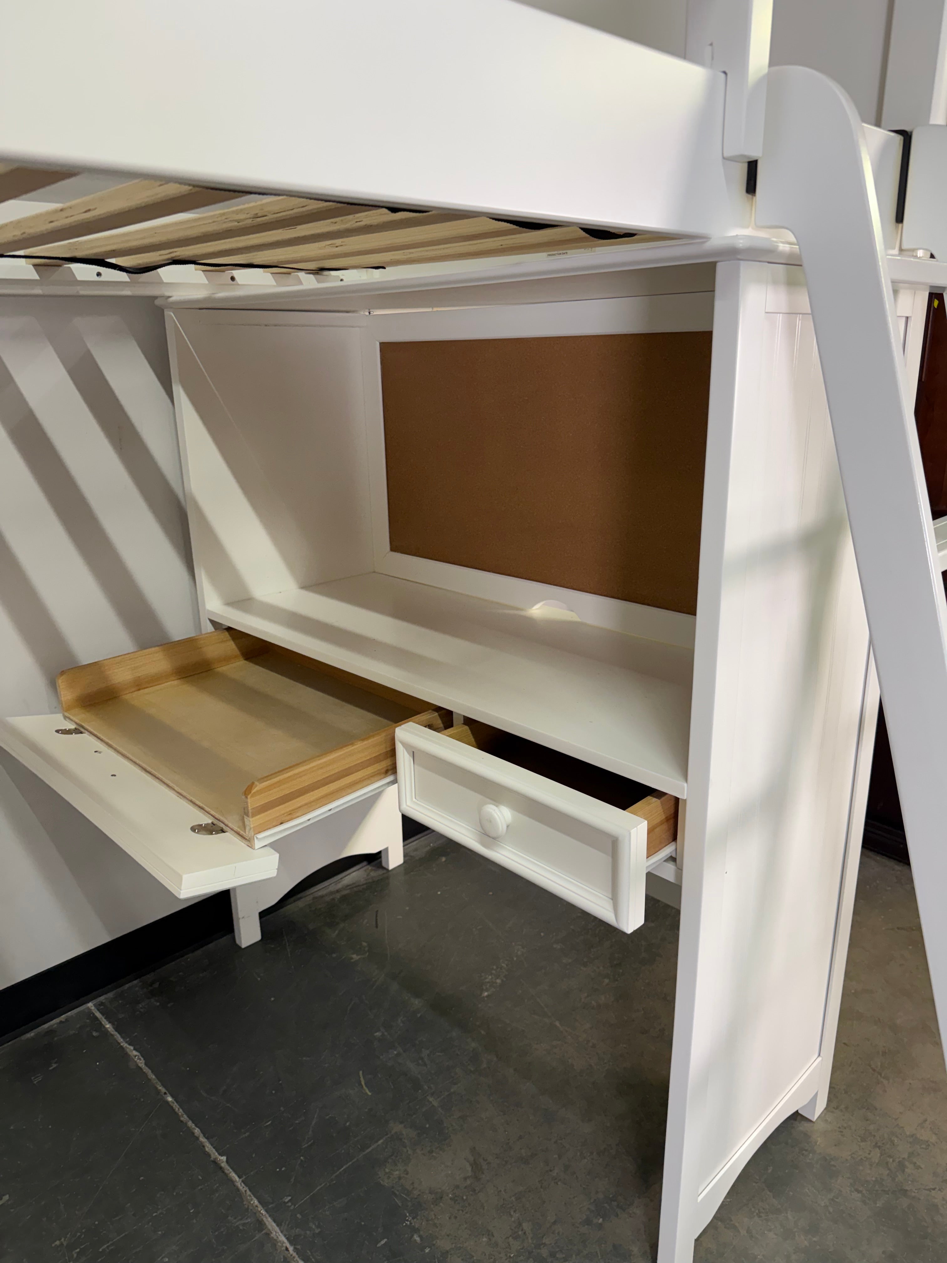 All-in-One White Twin Loft Bed with Desk, Storage & Ladder 🤍