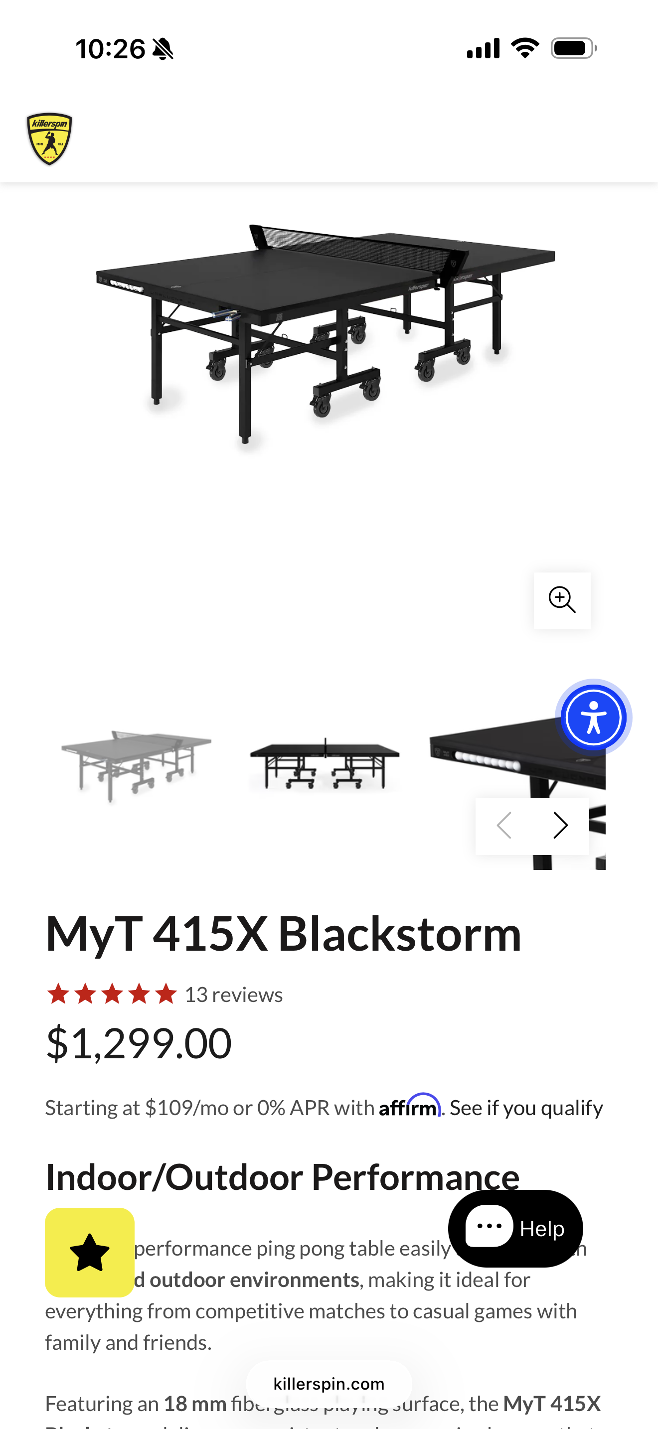 Killerspin Blackstorm Ping Pong Table – Tournament Style Fun