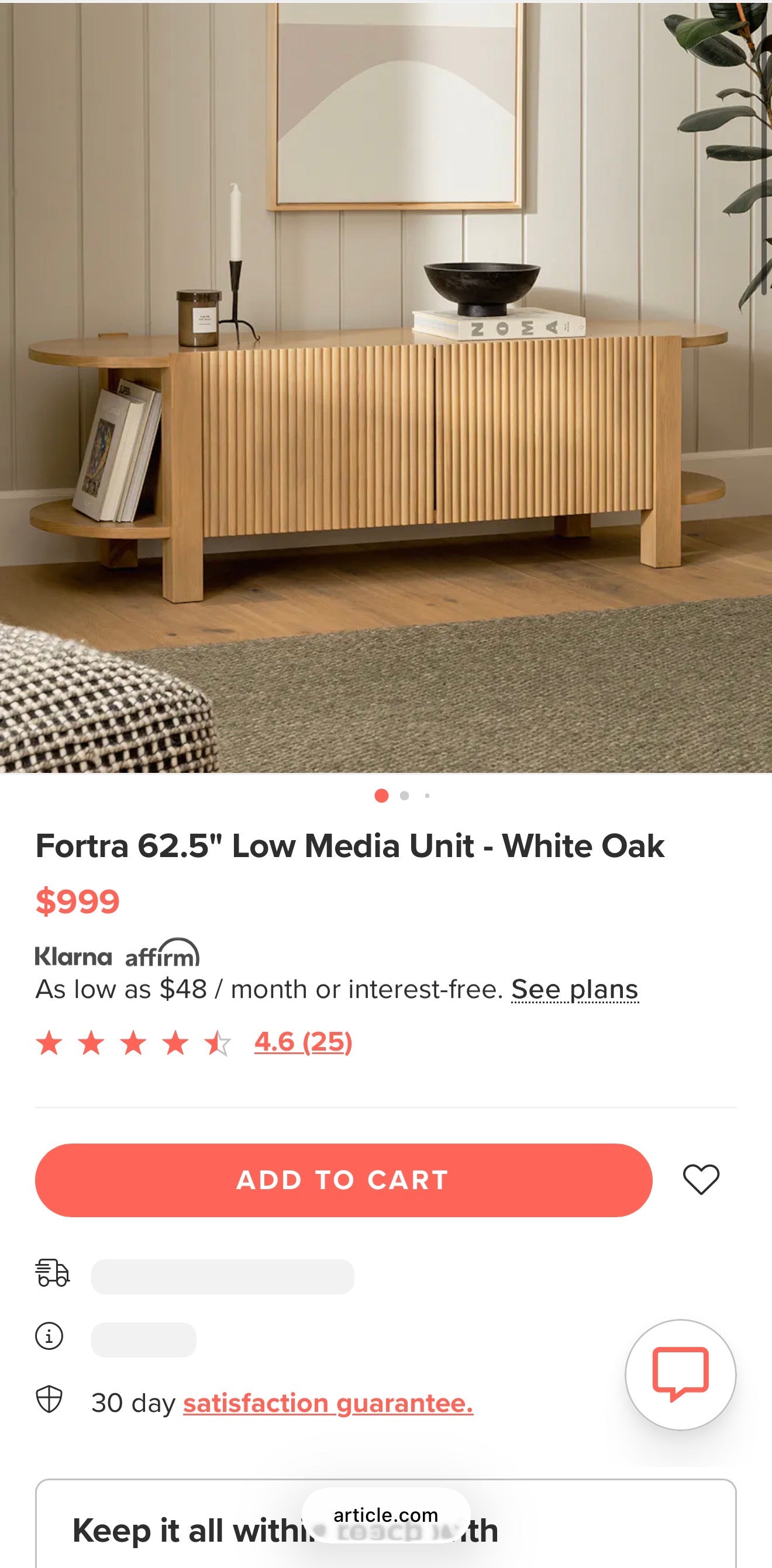 Article Fortra White Oak Low Media Console – Modern Statement Piece