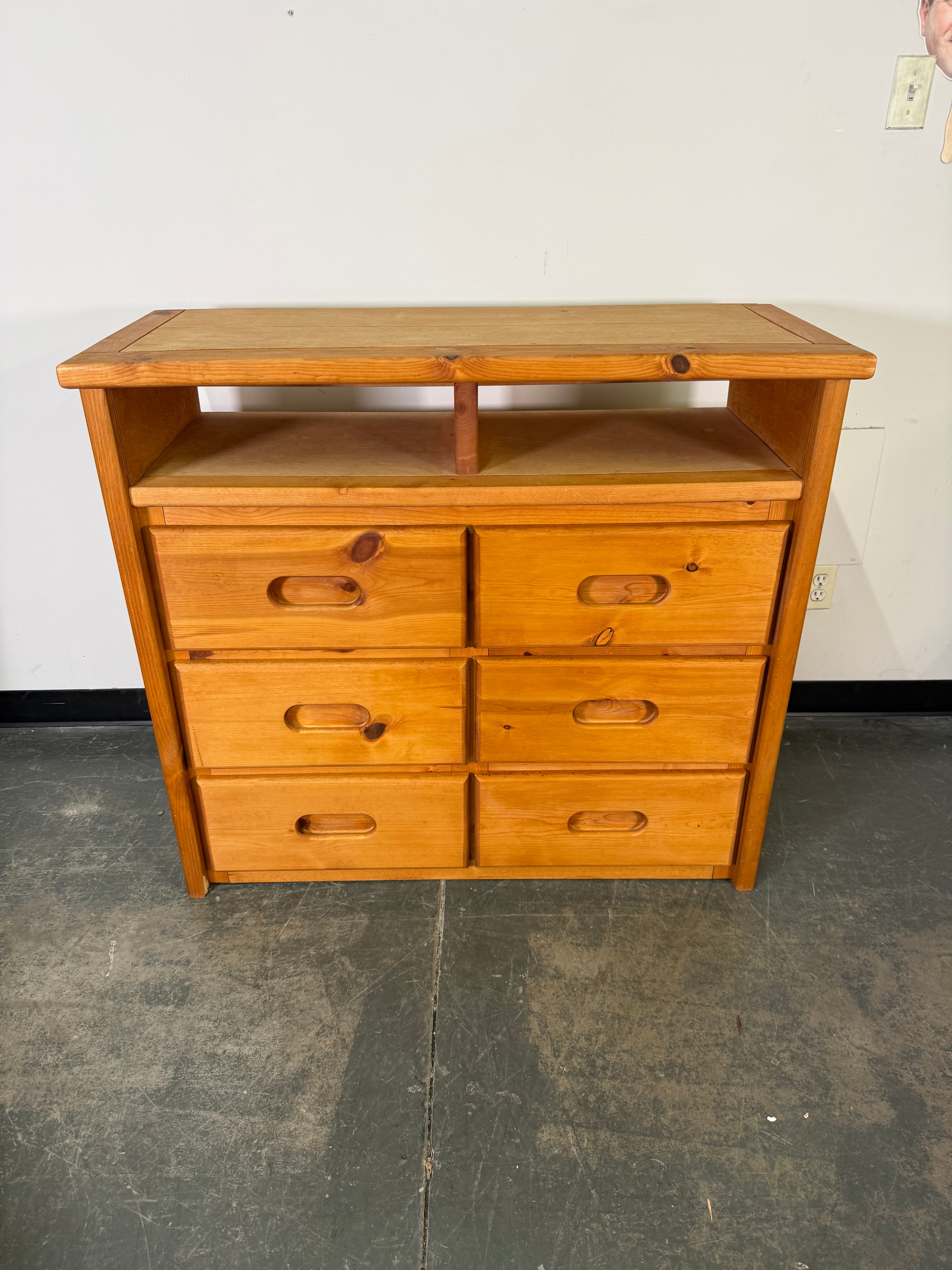 Charming Solid Wood 6-Drawer Dresser w/ Open Shelf