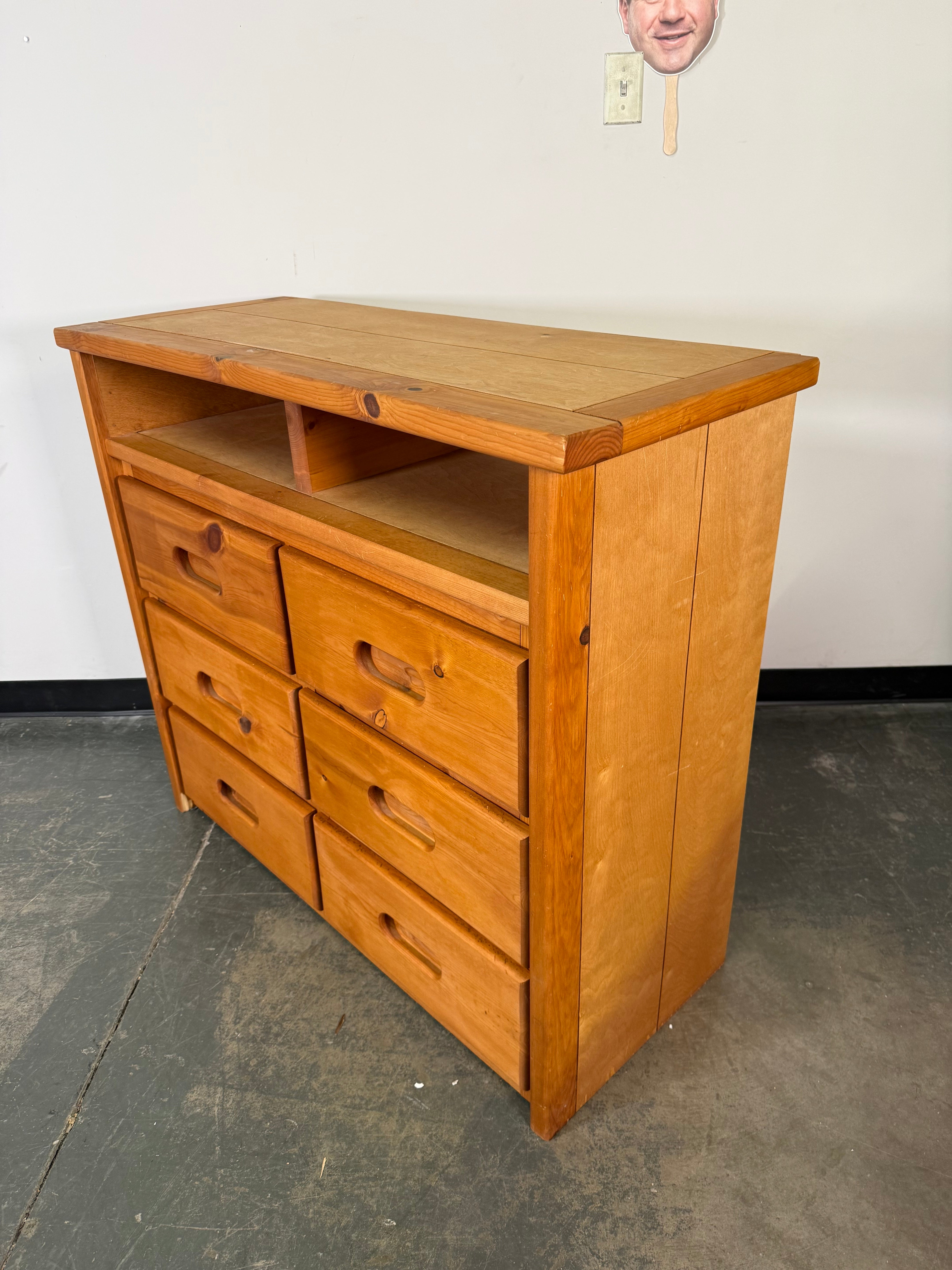 Charming Solid Wood 6-Drawer Dresser w/ Open Shelf