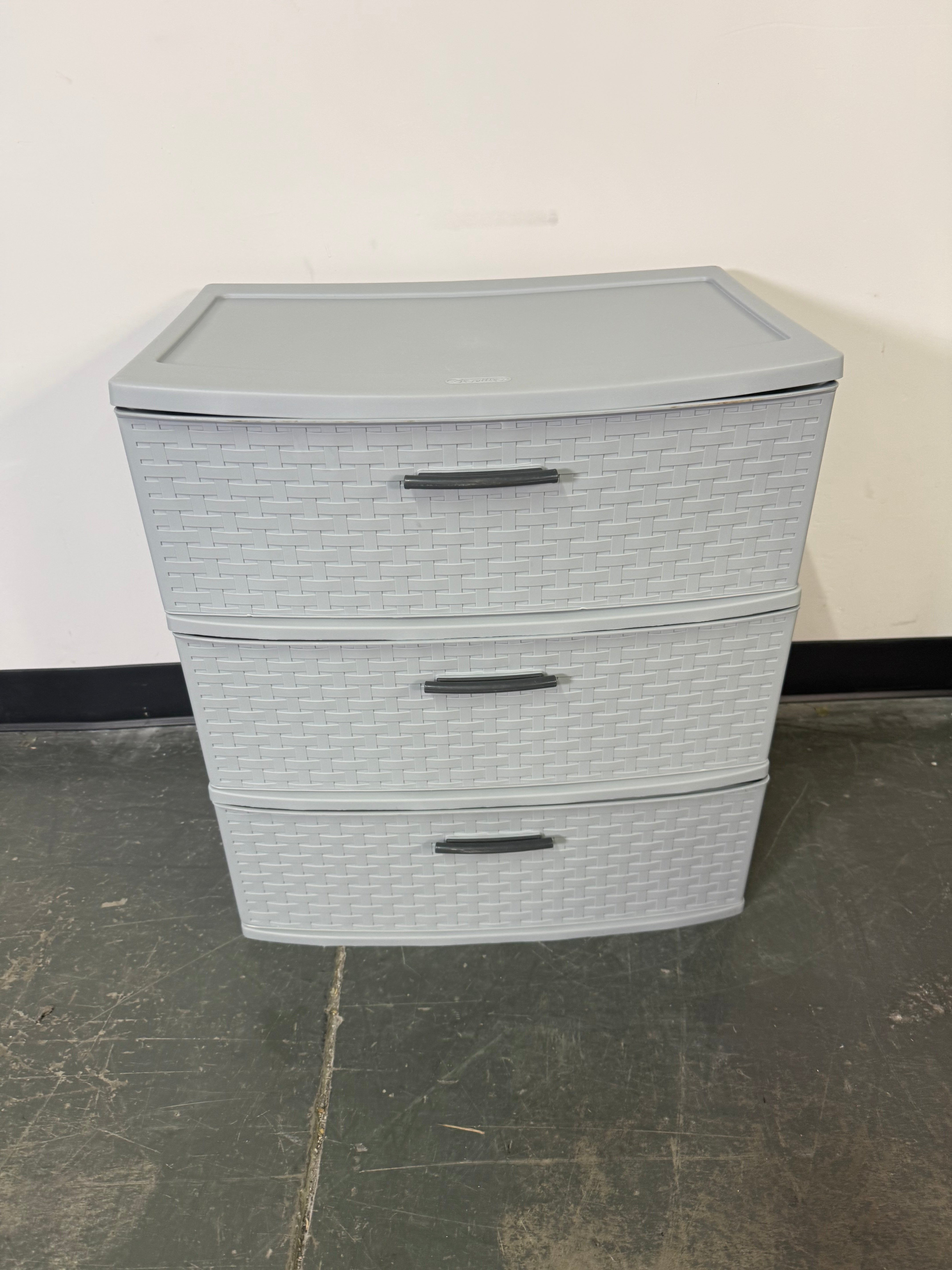 Wide Woven-Style 3-Drawer Storage Unit