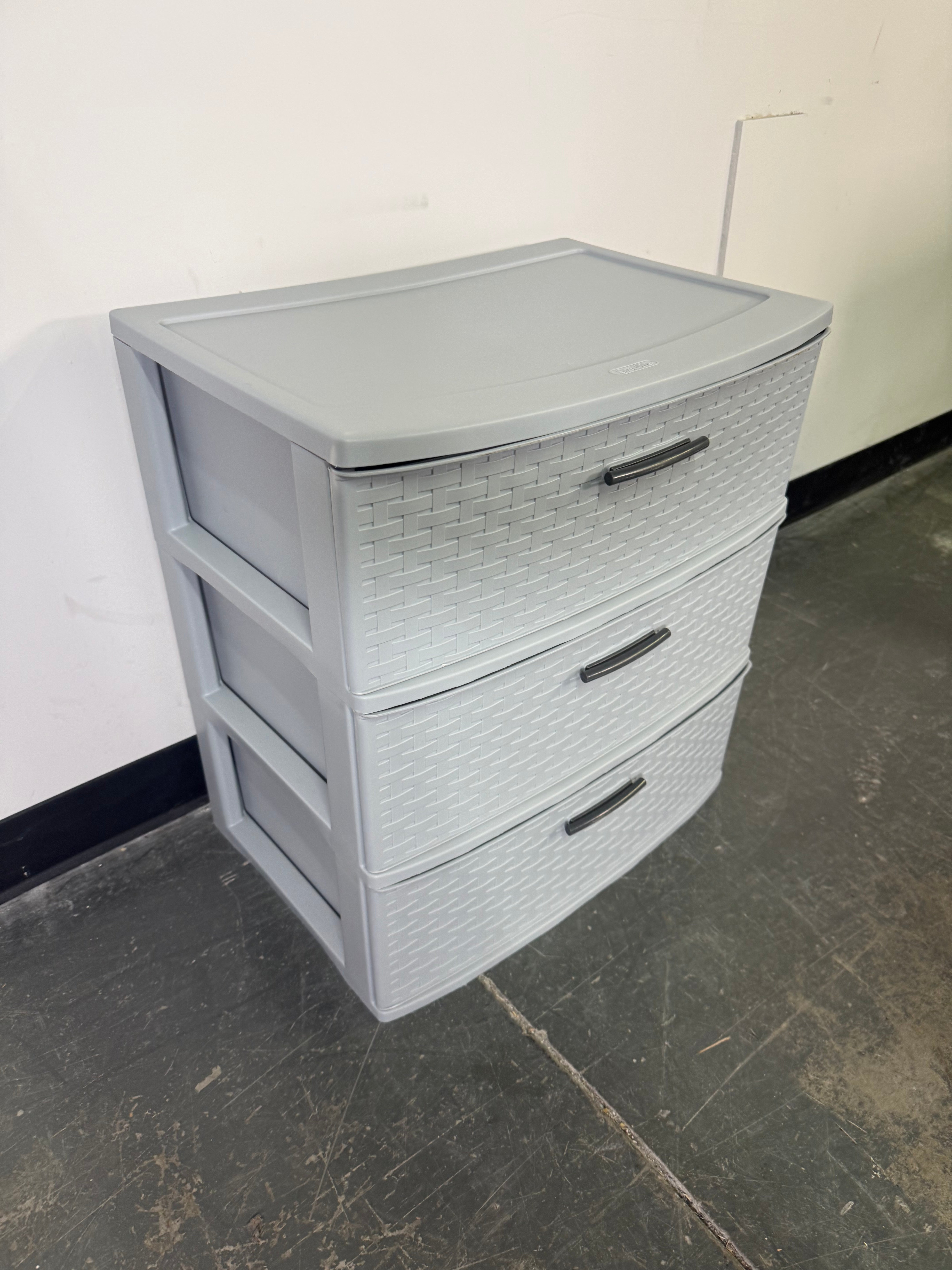Wide Woven-Style 3-Drawer Storage Unit