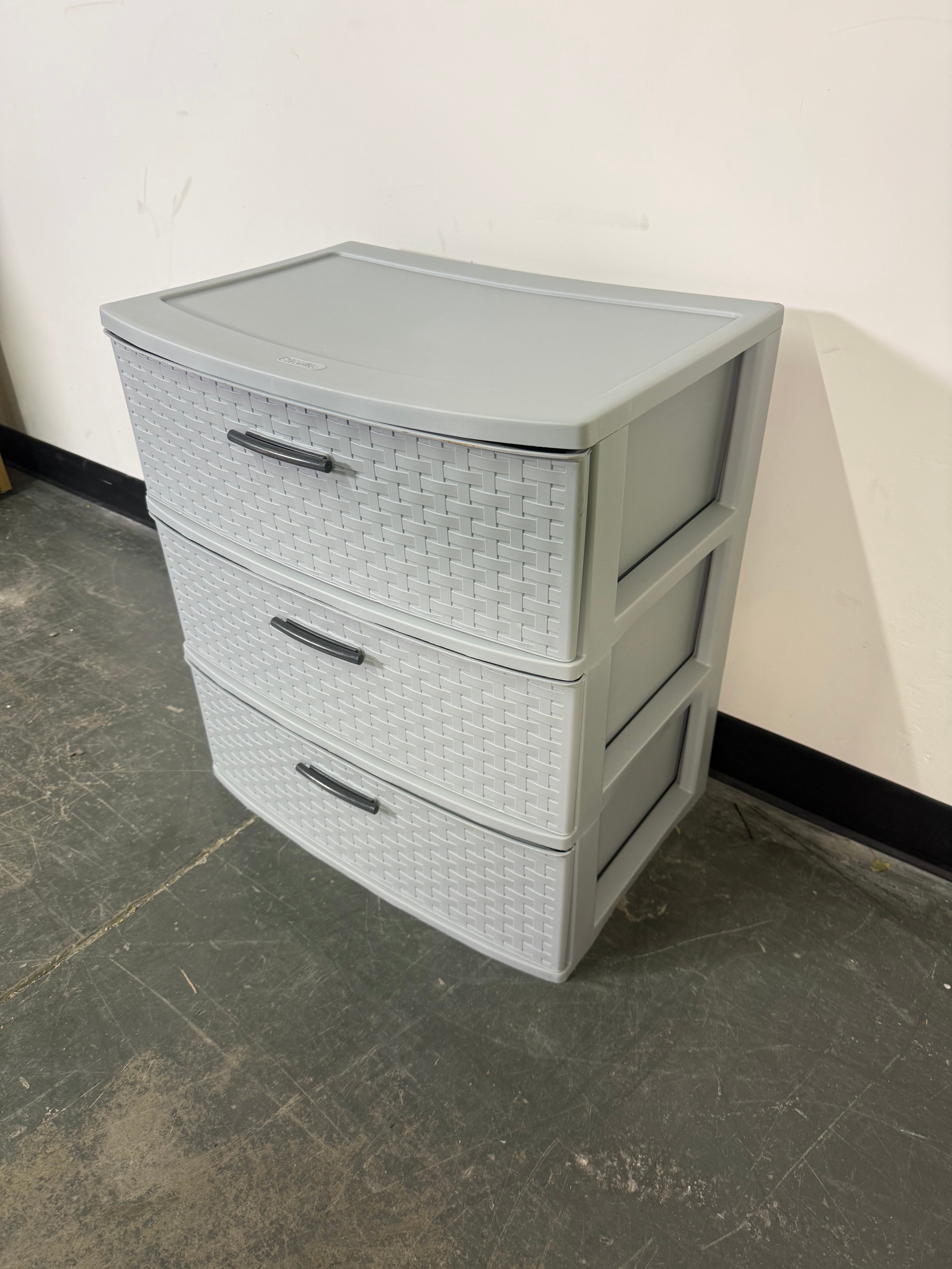 Wide Woven-Style 3-Drawer Storage Unit