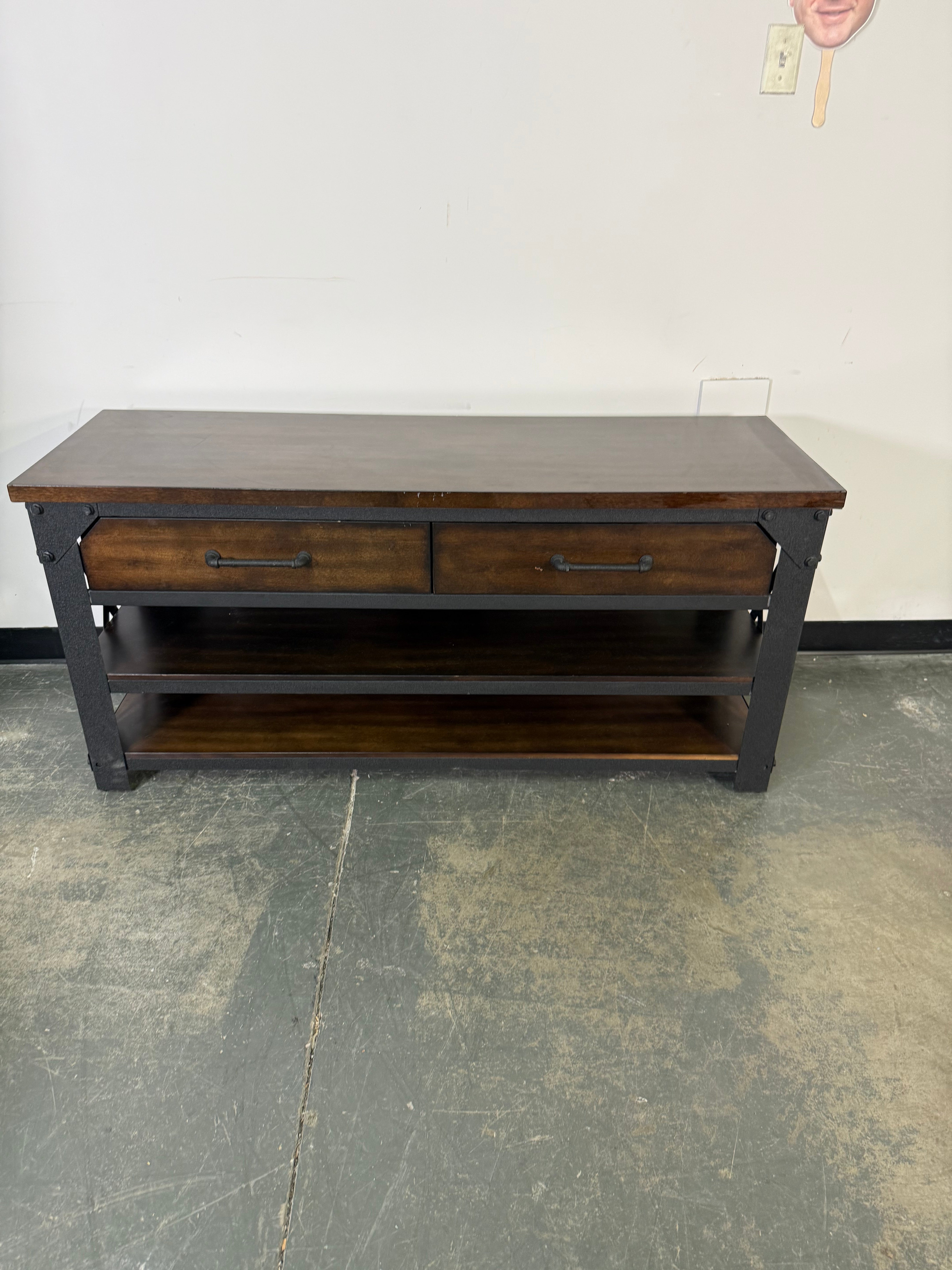 Rustic Industrial TV Stand / Console – Warm Wood & Metal Design