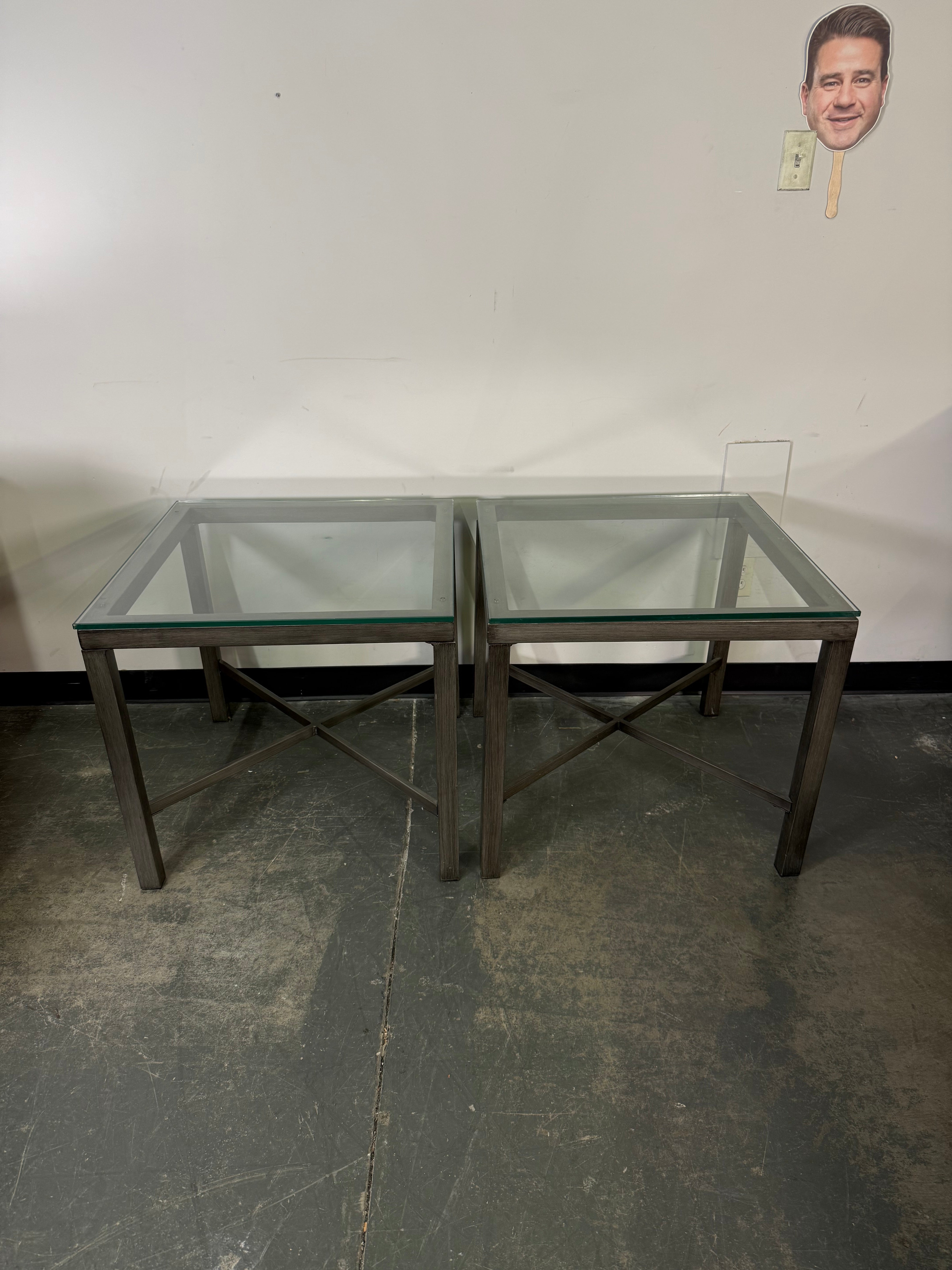 Modern Glass Top End Tables (Set of 2)