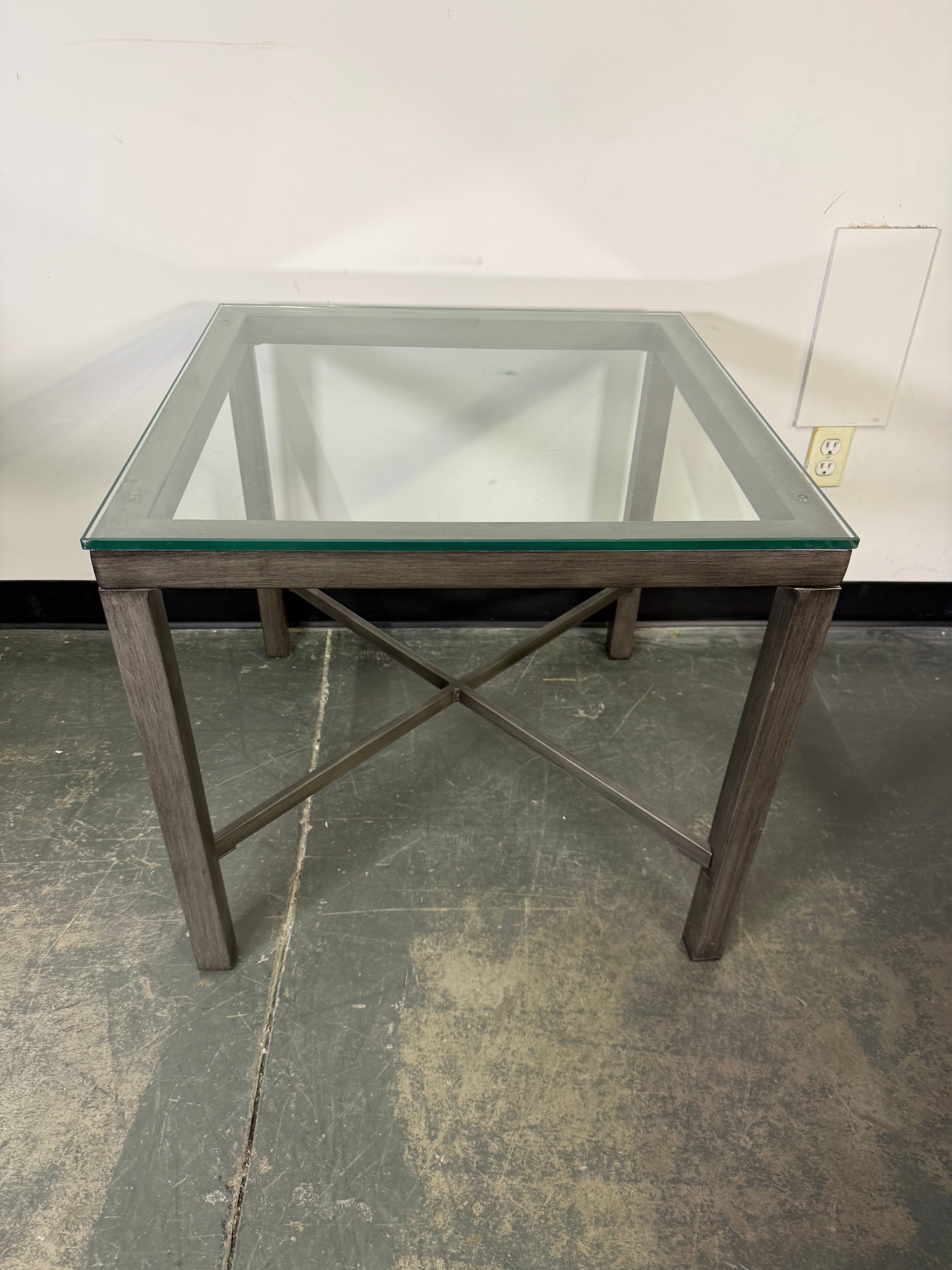 Modern Glass Top End Tables (Set of 2)
