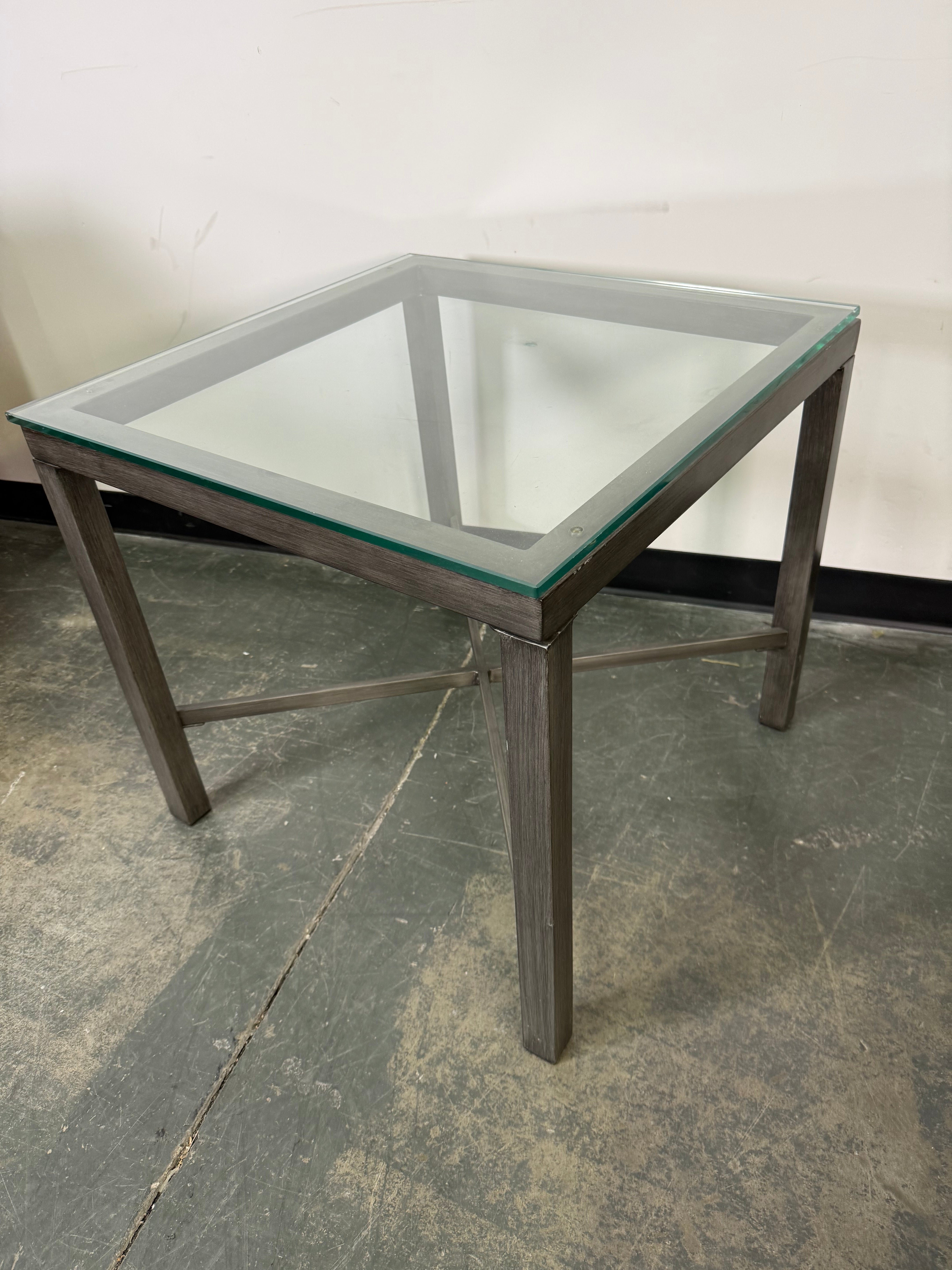 Modern Glass Top End Tables (Set of 2)