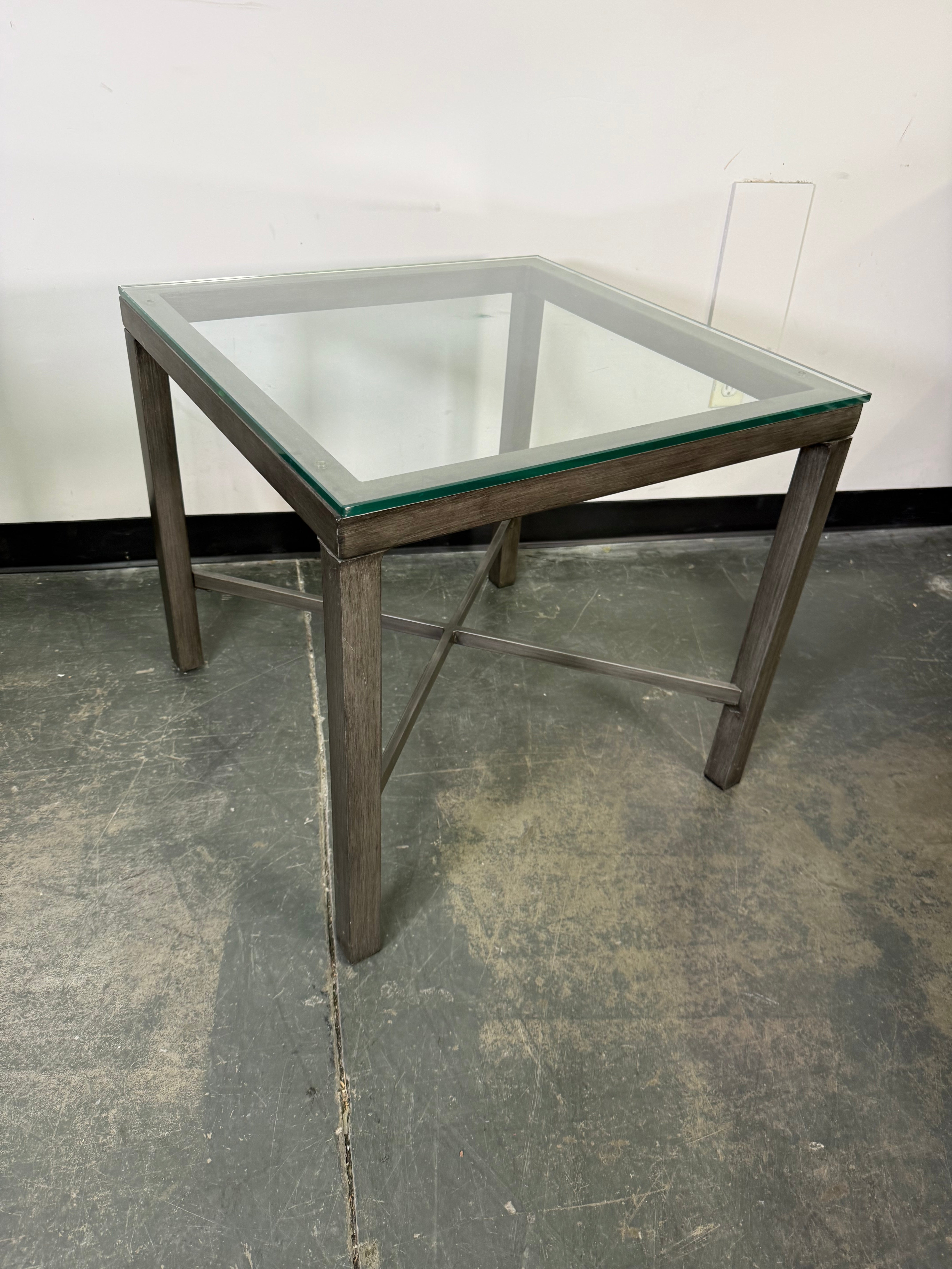Modern Glass Top End Tables (Set of 2)
