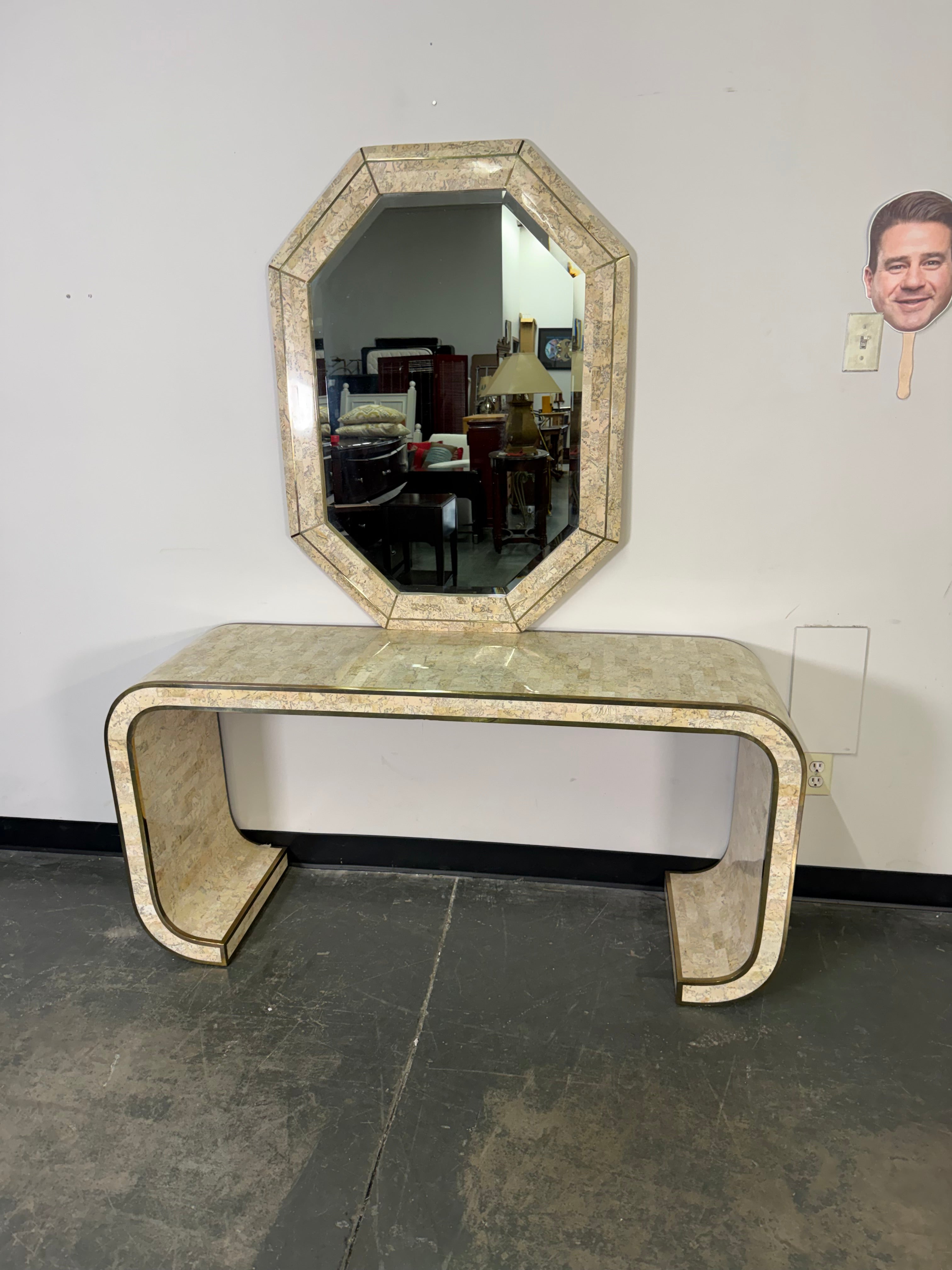 Stone Tile Console Table & Mirror Set
