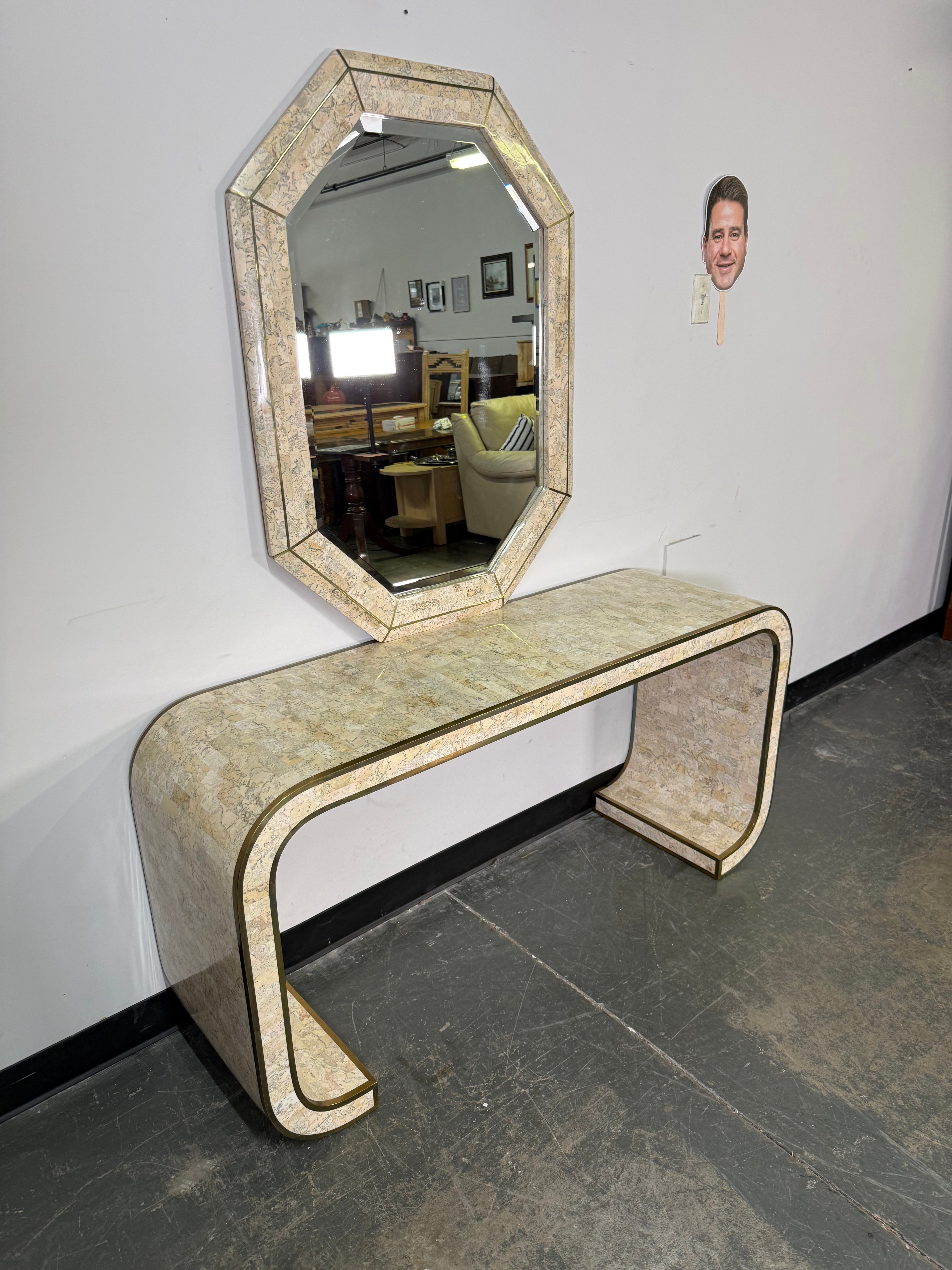 Stone Tile Console Table & Mirror Set