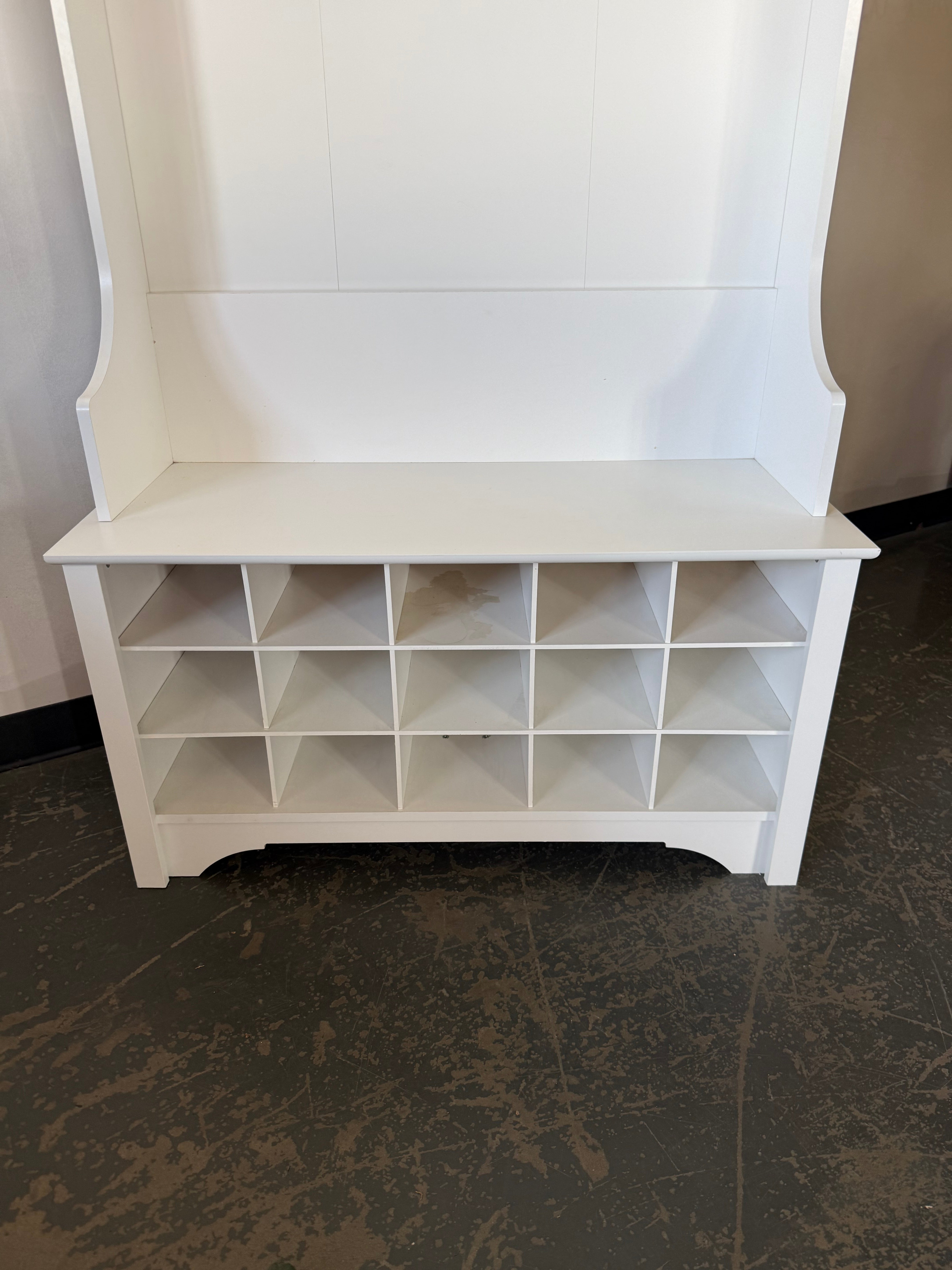Modern White Entryway Hall Tree Bench