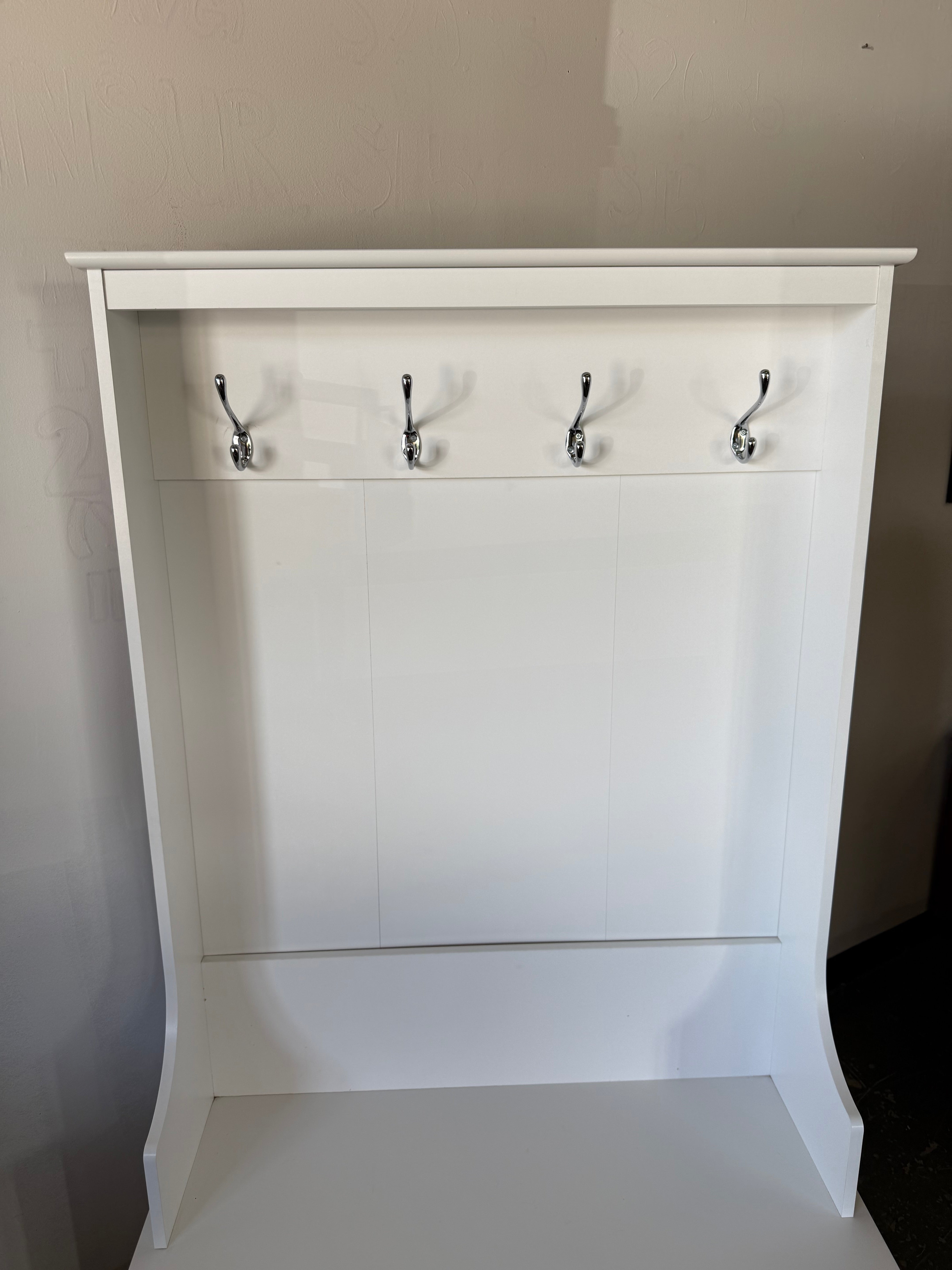 Modern White Entryway Hall Tree Bench