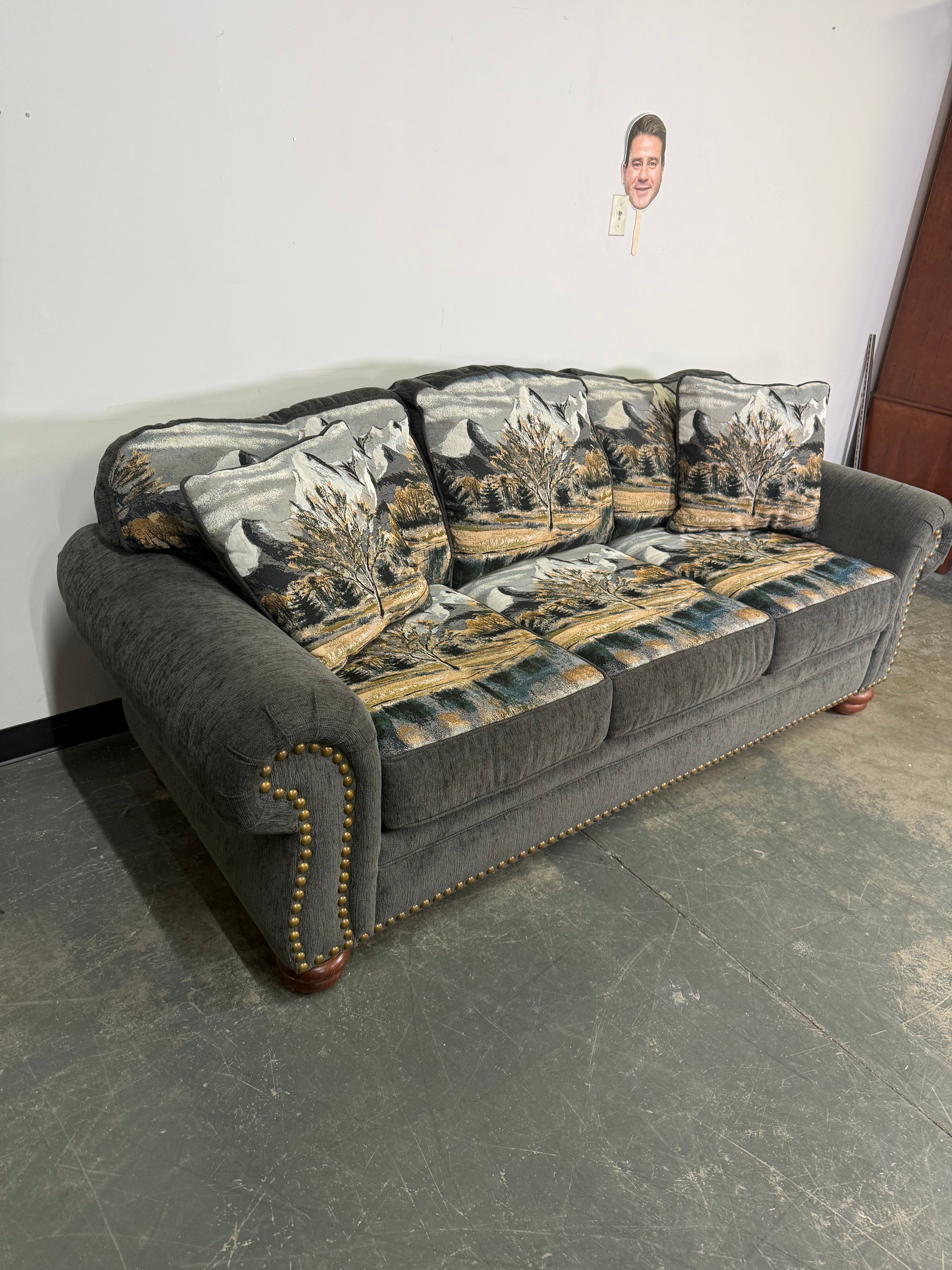 Mountain Lodge Sofa with Scenic Accent Pillows