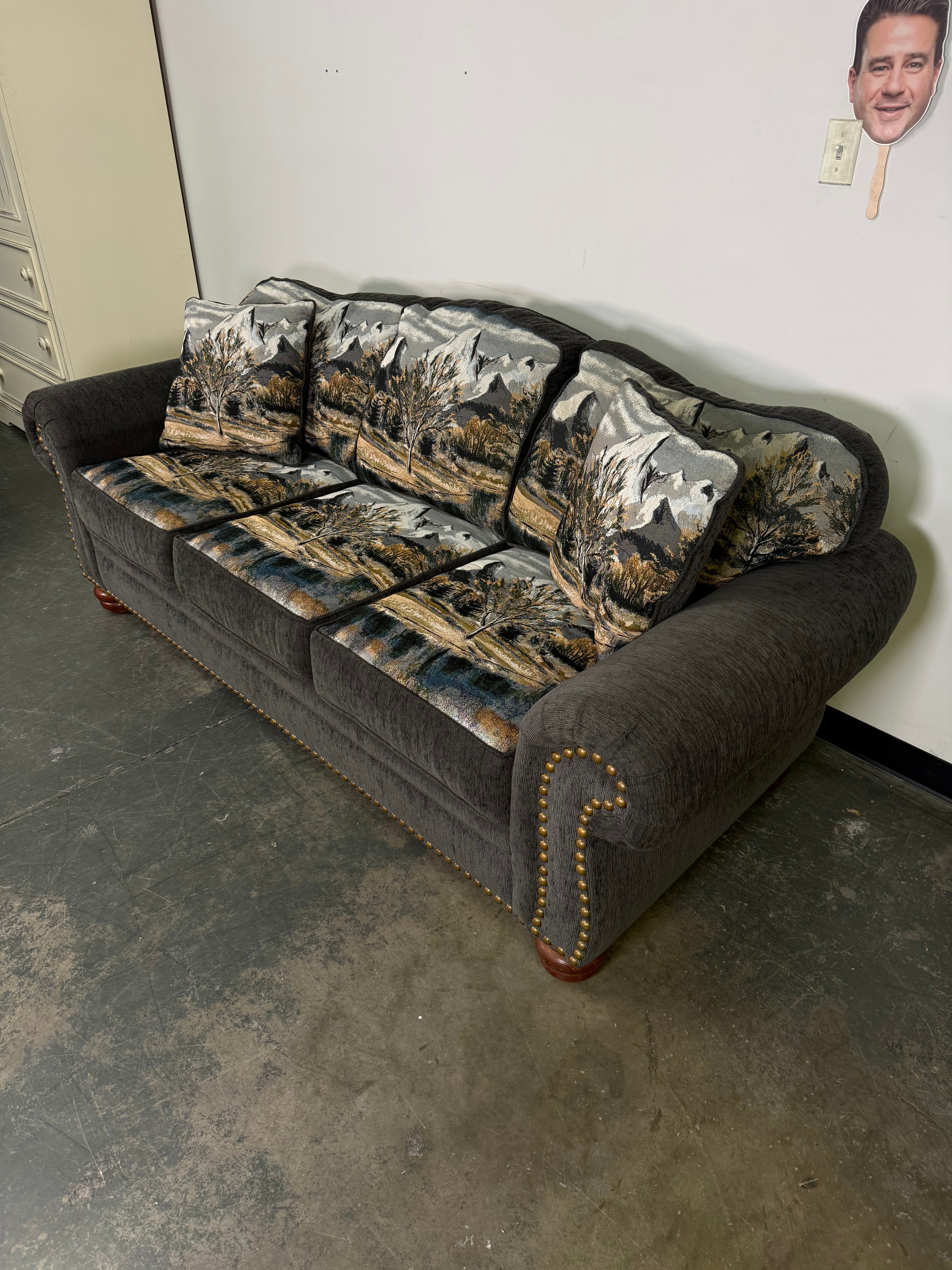 Mountain Lodge Sofa with Scenic Accent Pillows