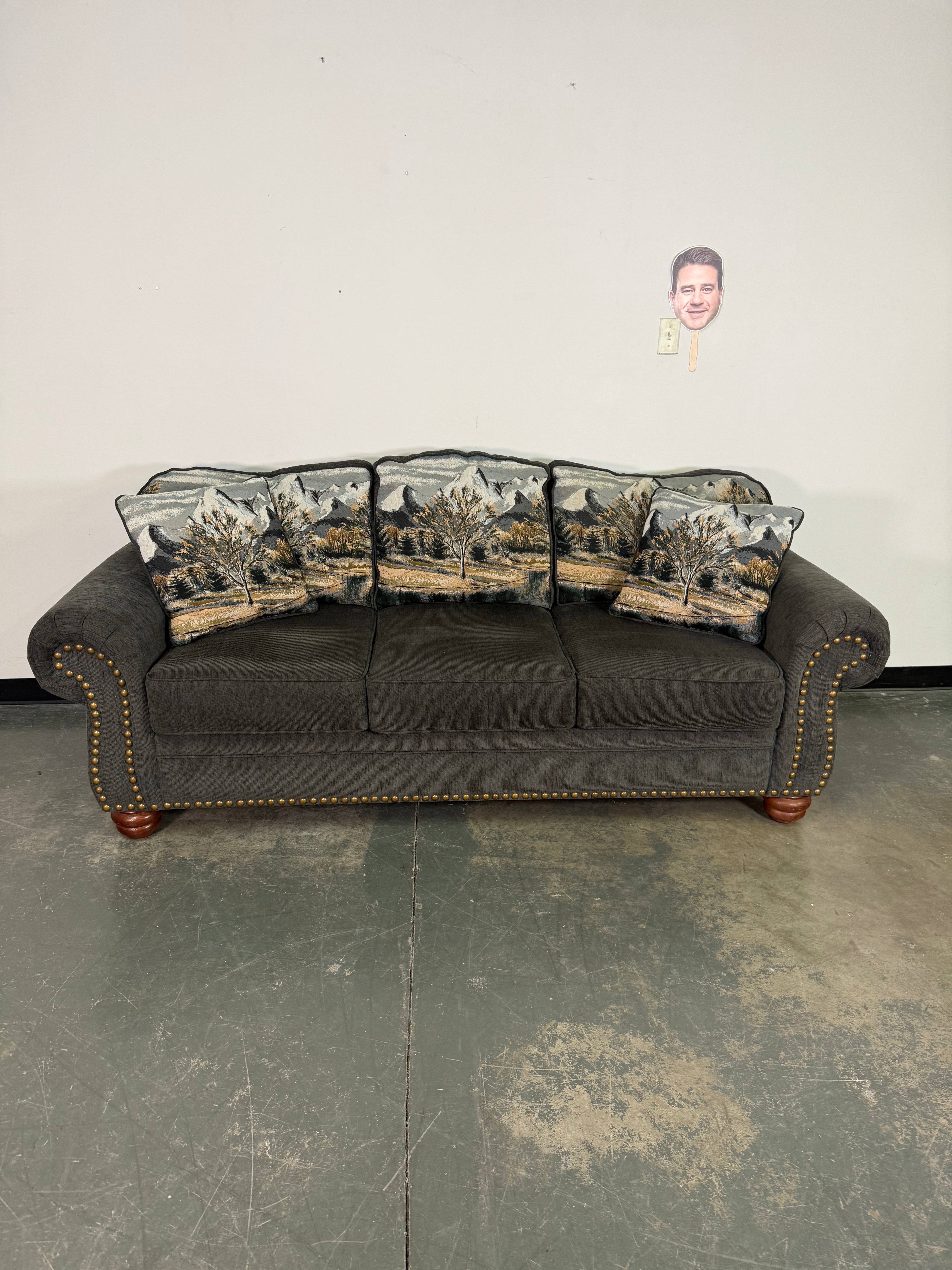 Mountain Lodge Sofa with Scenic Accent Pillows