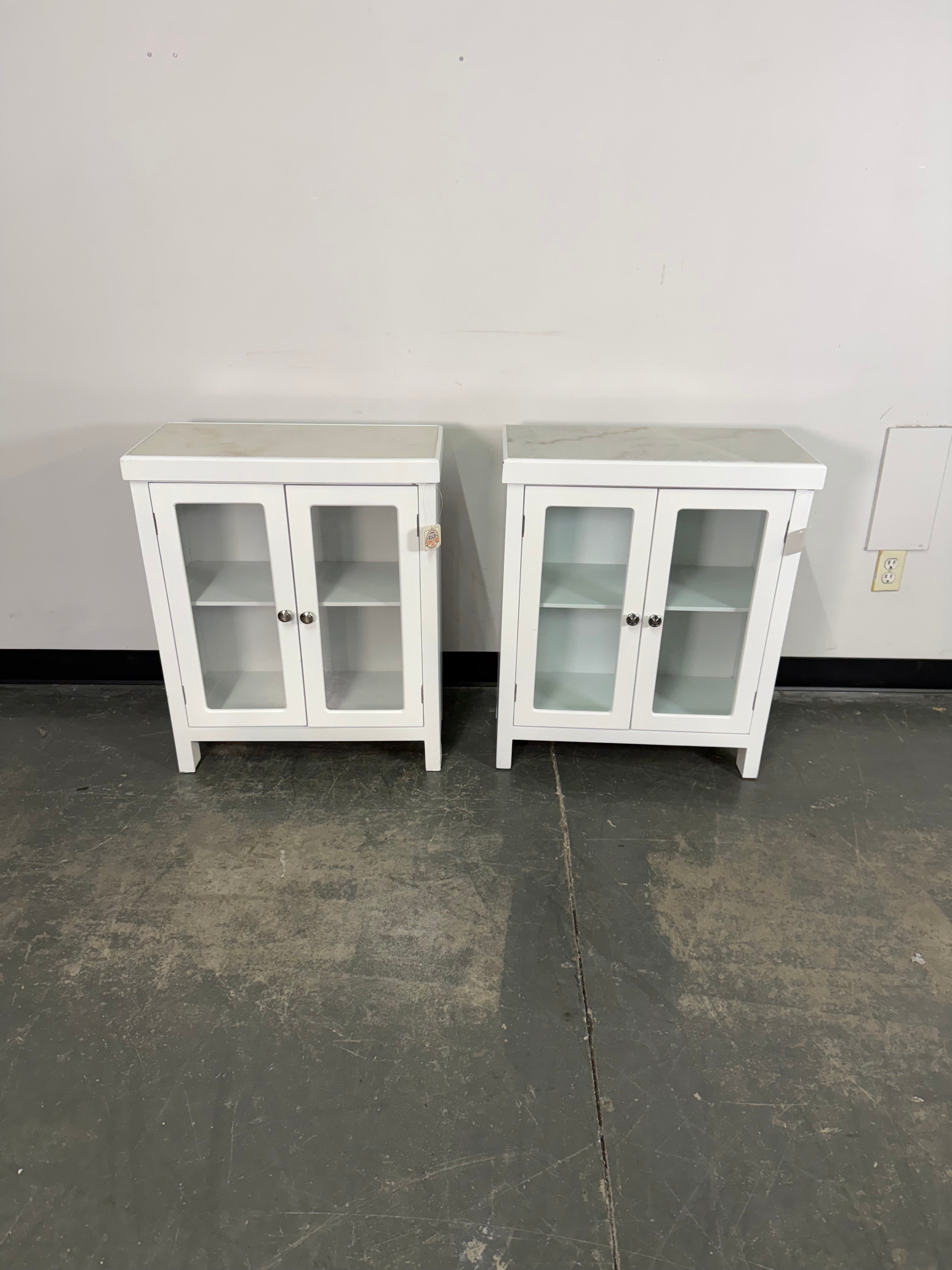 White Marble Top Accent Cabinet
