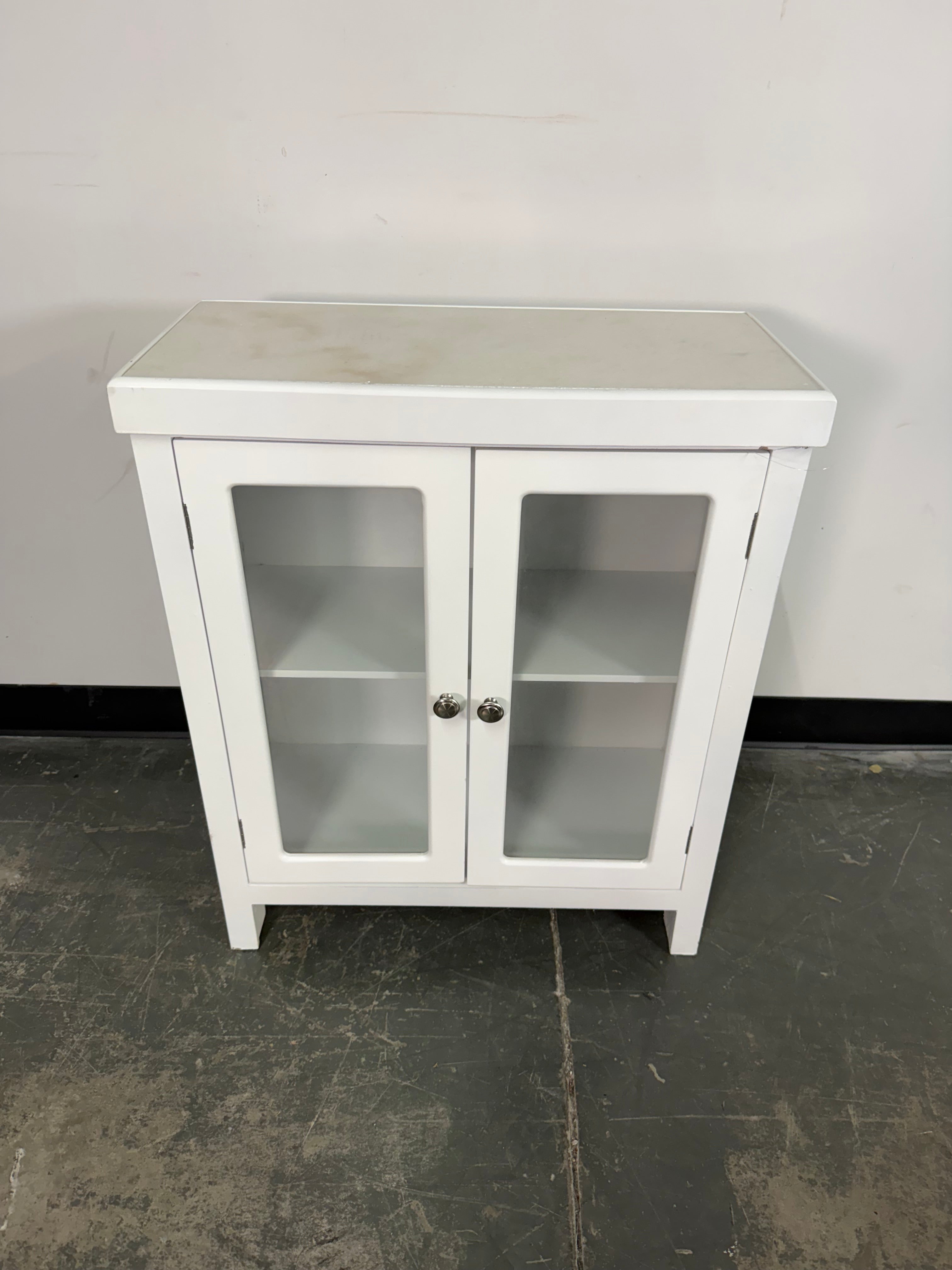 White Marble Top Accent Cabinet