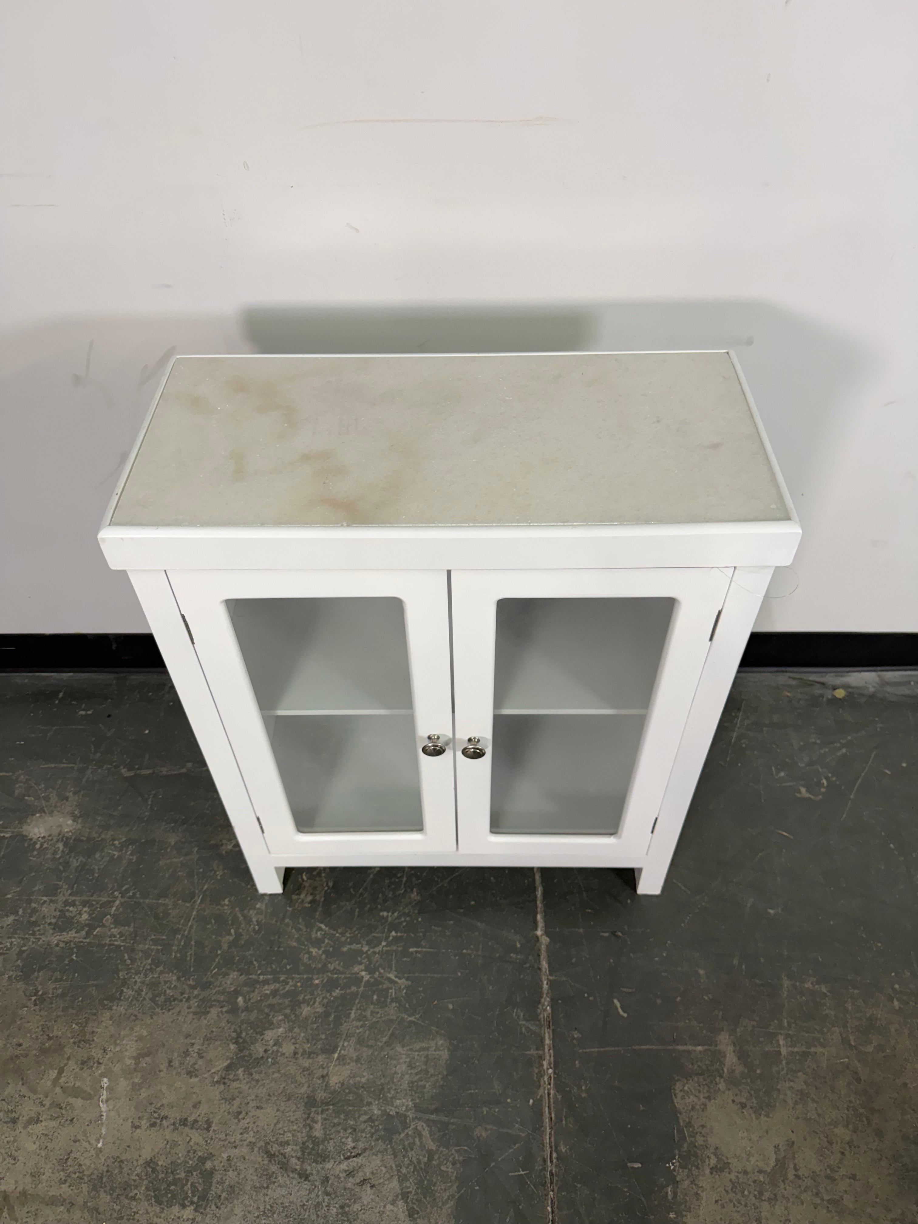 White Marble Top Accent Cabinet