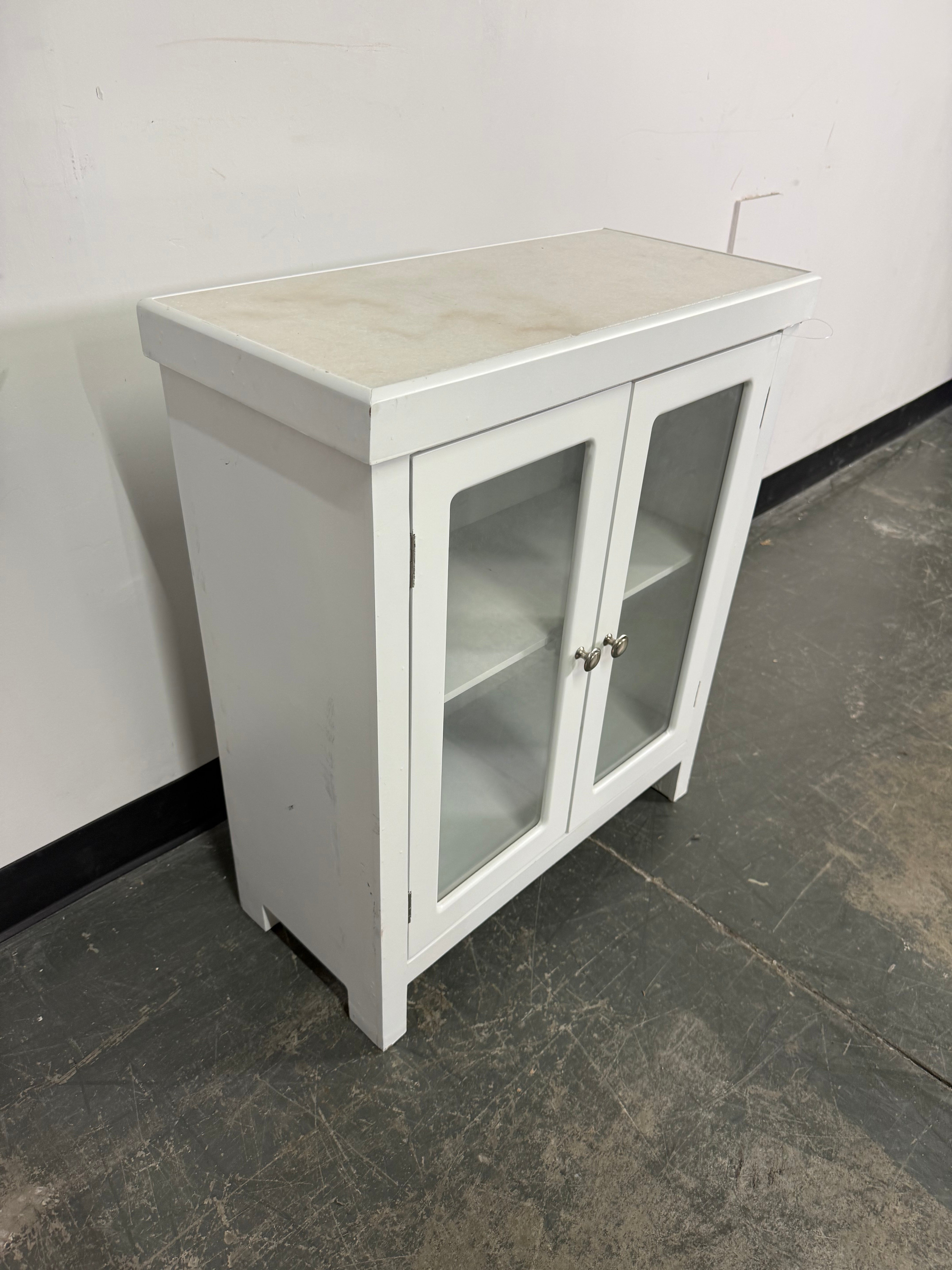 White Marble Top Accent Cabinet