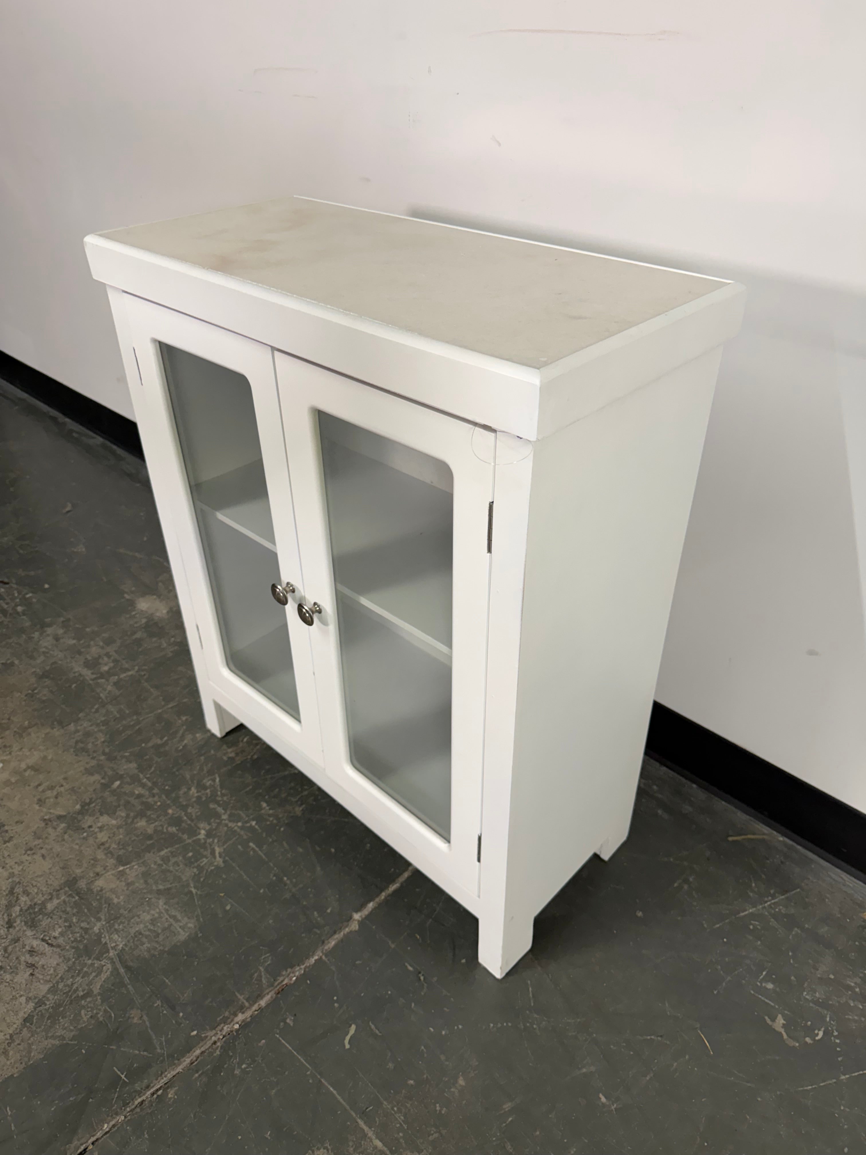 White Marble Top Accent Cabinet