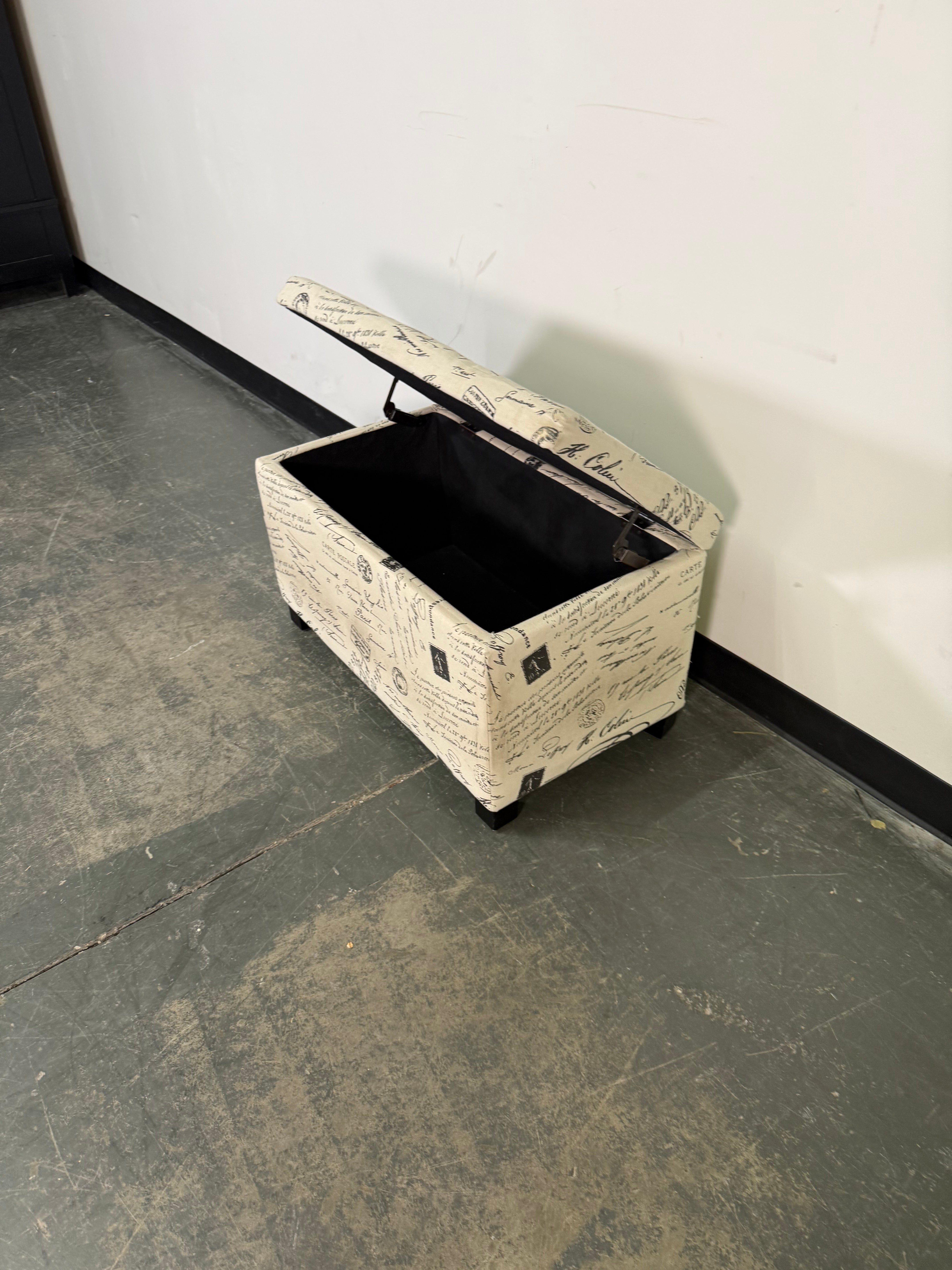 Paris Script Storage Bench Ottoman