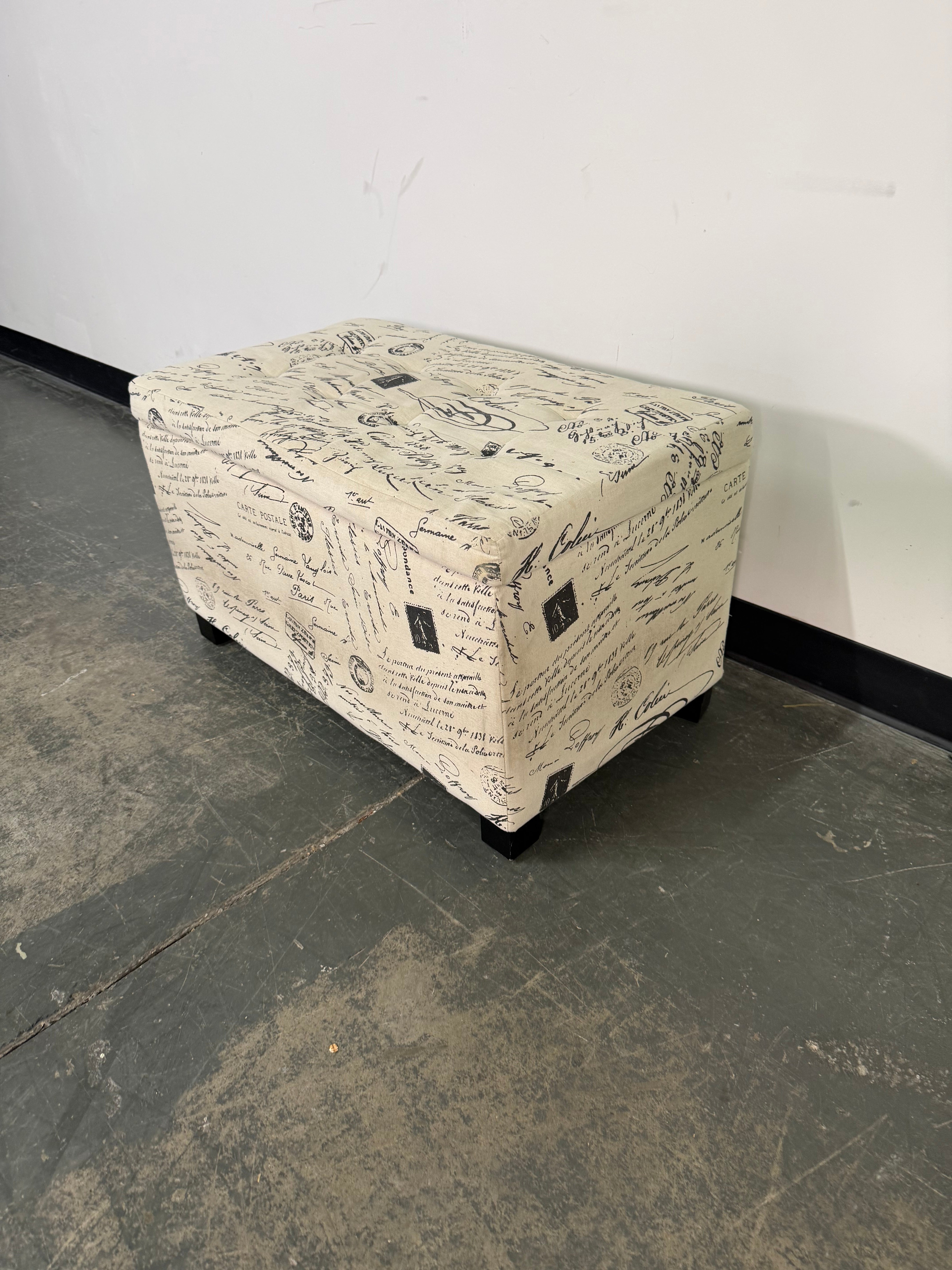 Paris Script Storage Bench Ottoman