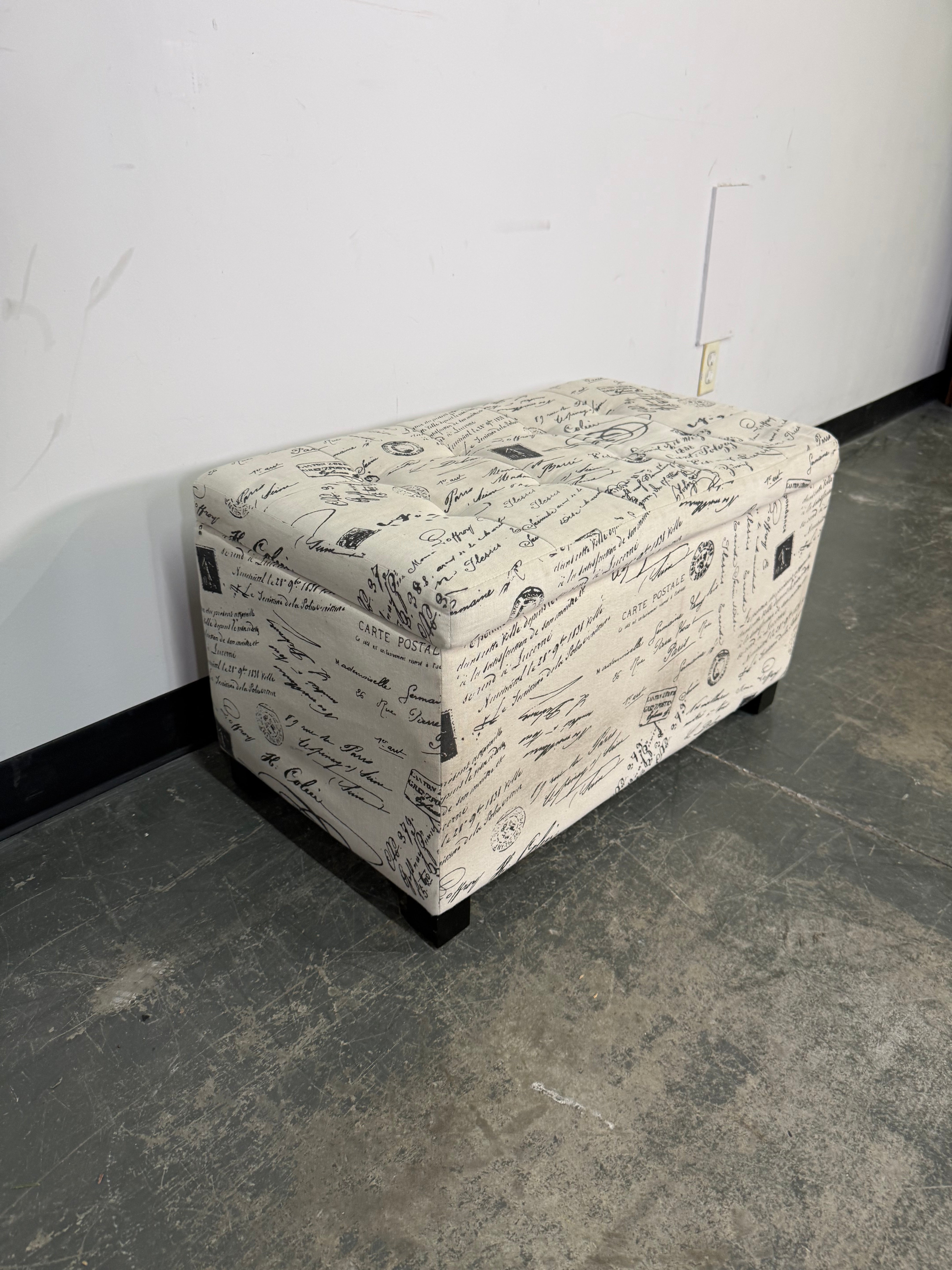 Paris Script Storage Bench Ottoman