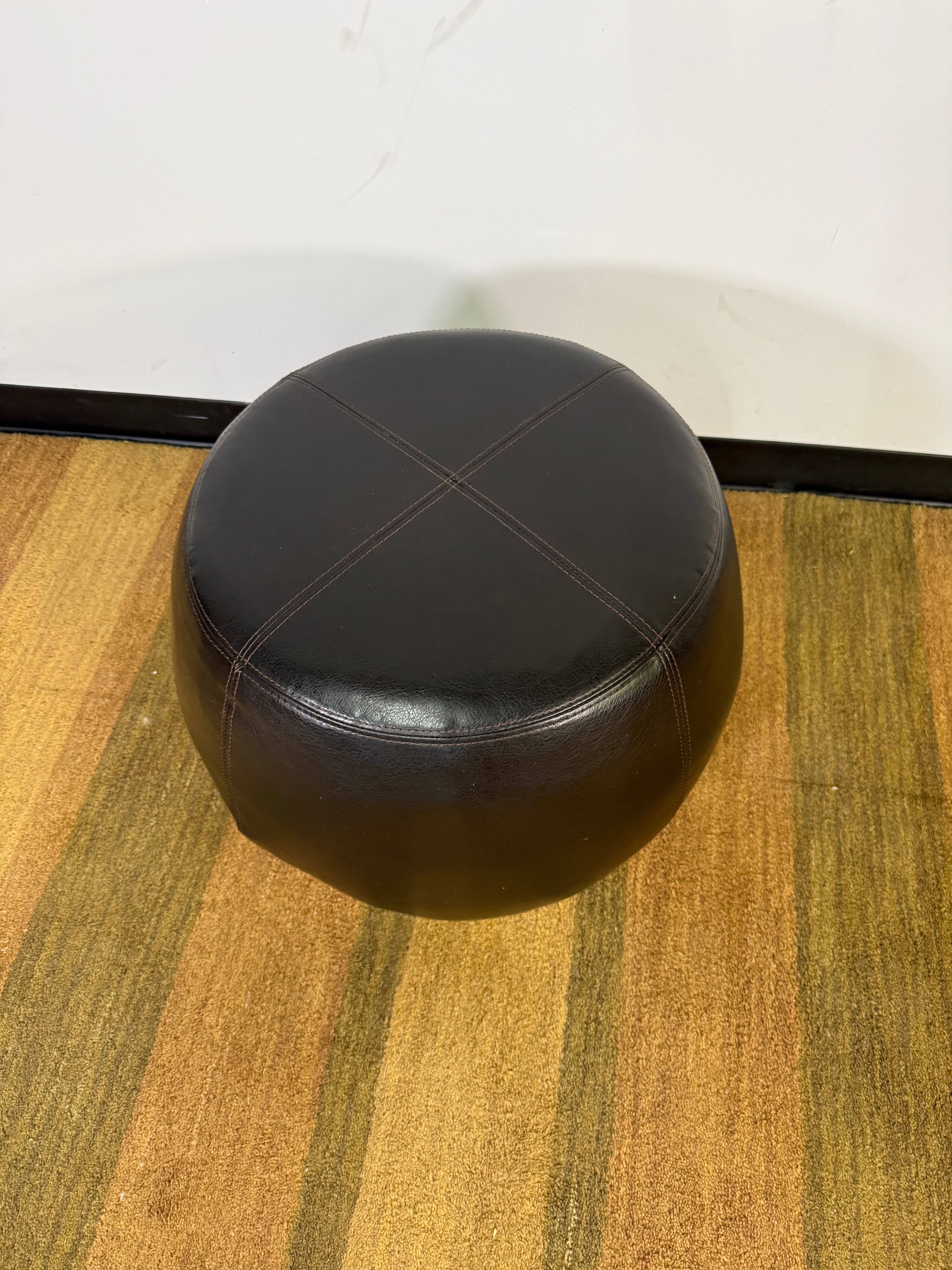 Round Faux Leather Ottoman