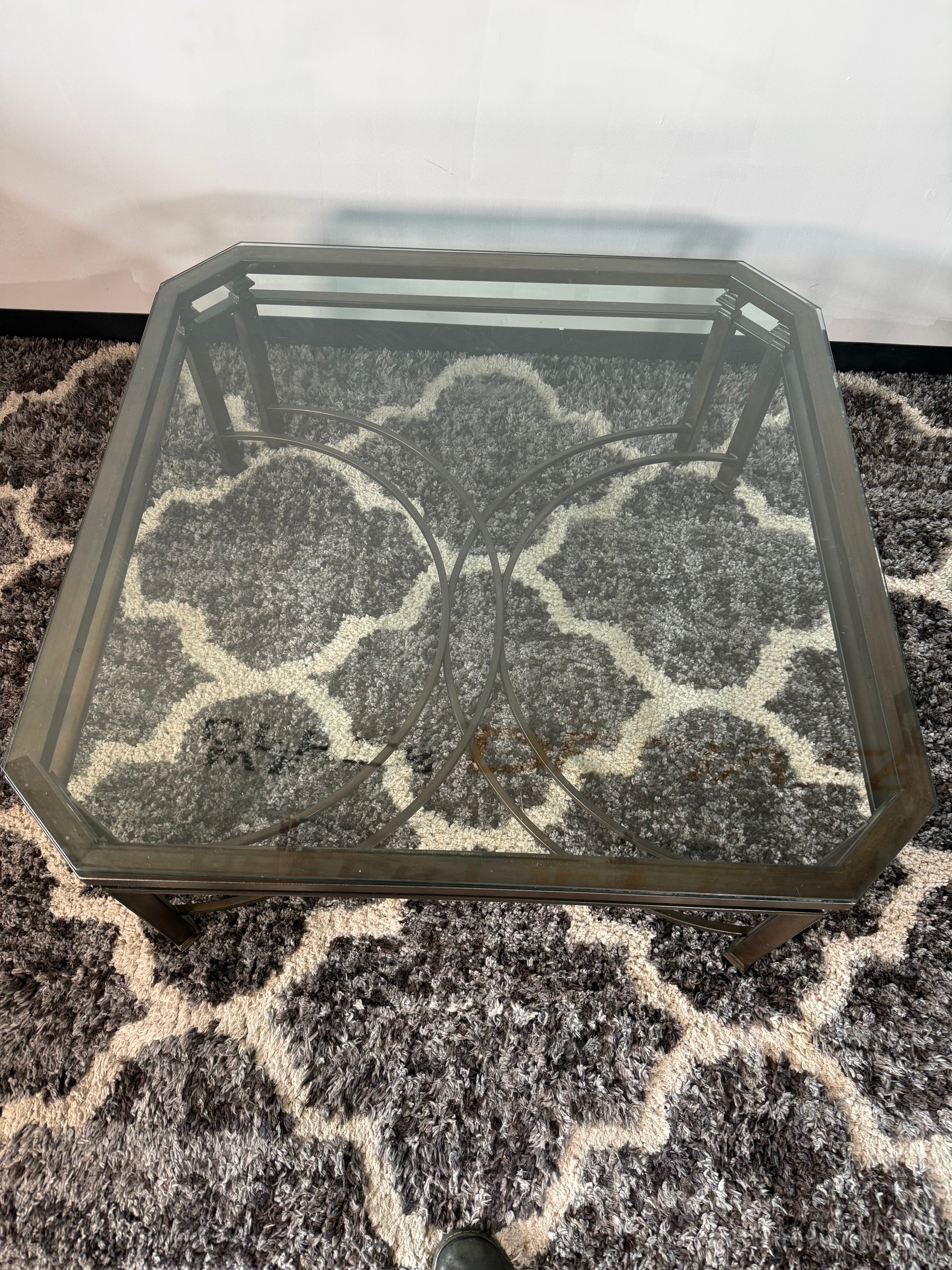 Bronze Metal & Glass Coffee Table