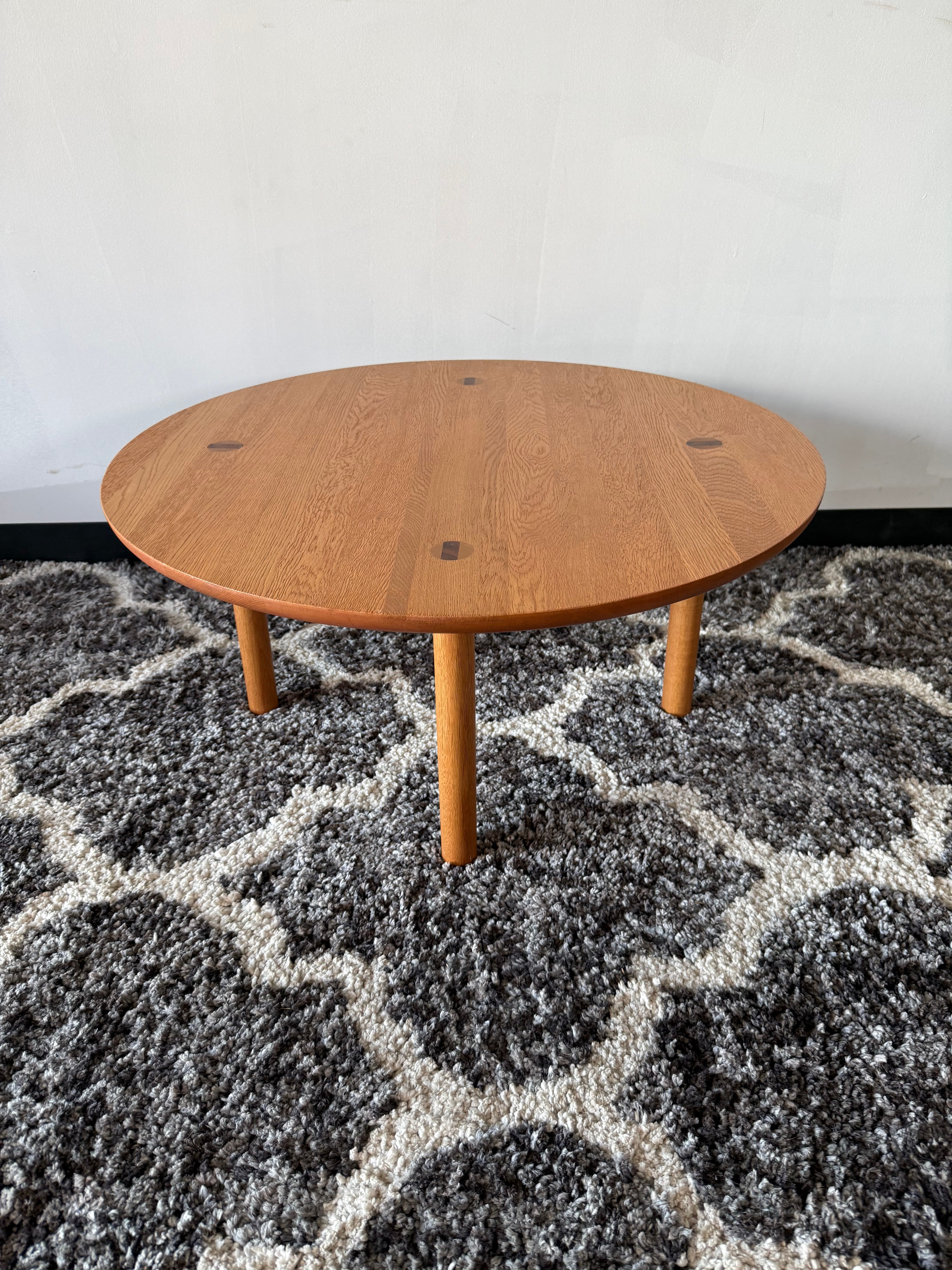 Solid Oak Coffee Table with Bowtie Inlays