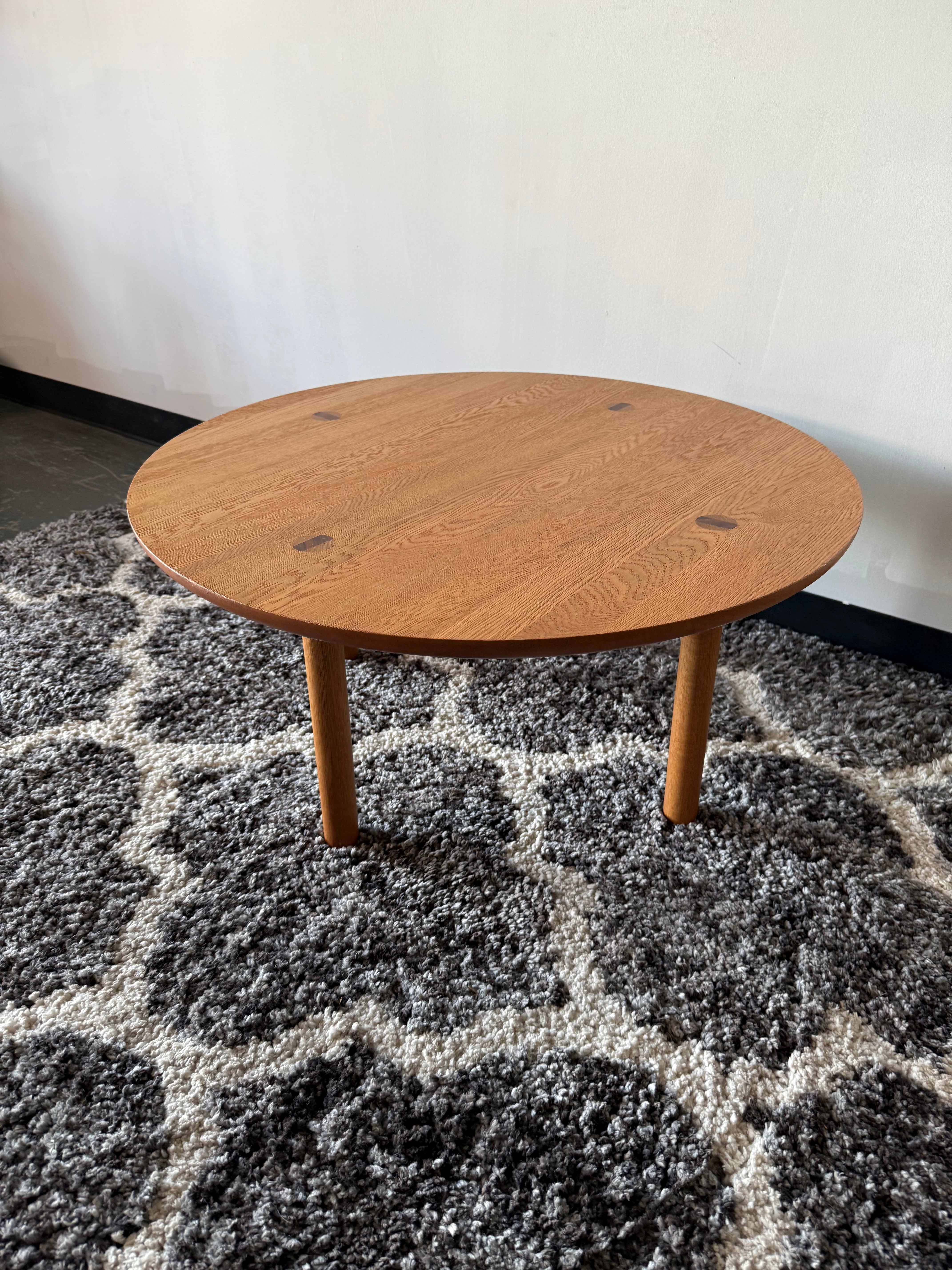 Solid Oak Coffee Table with Bowtie Inlays