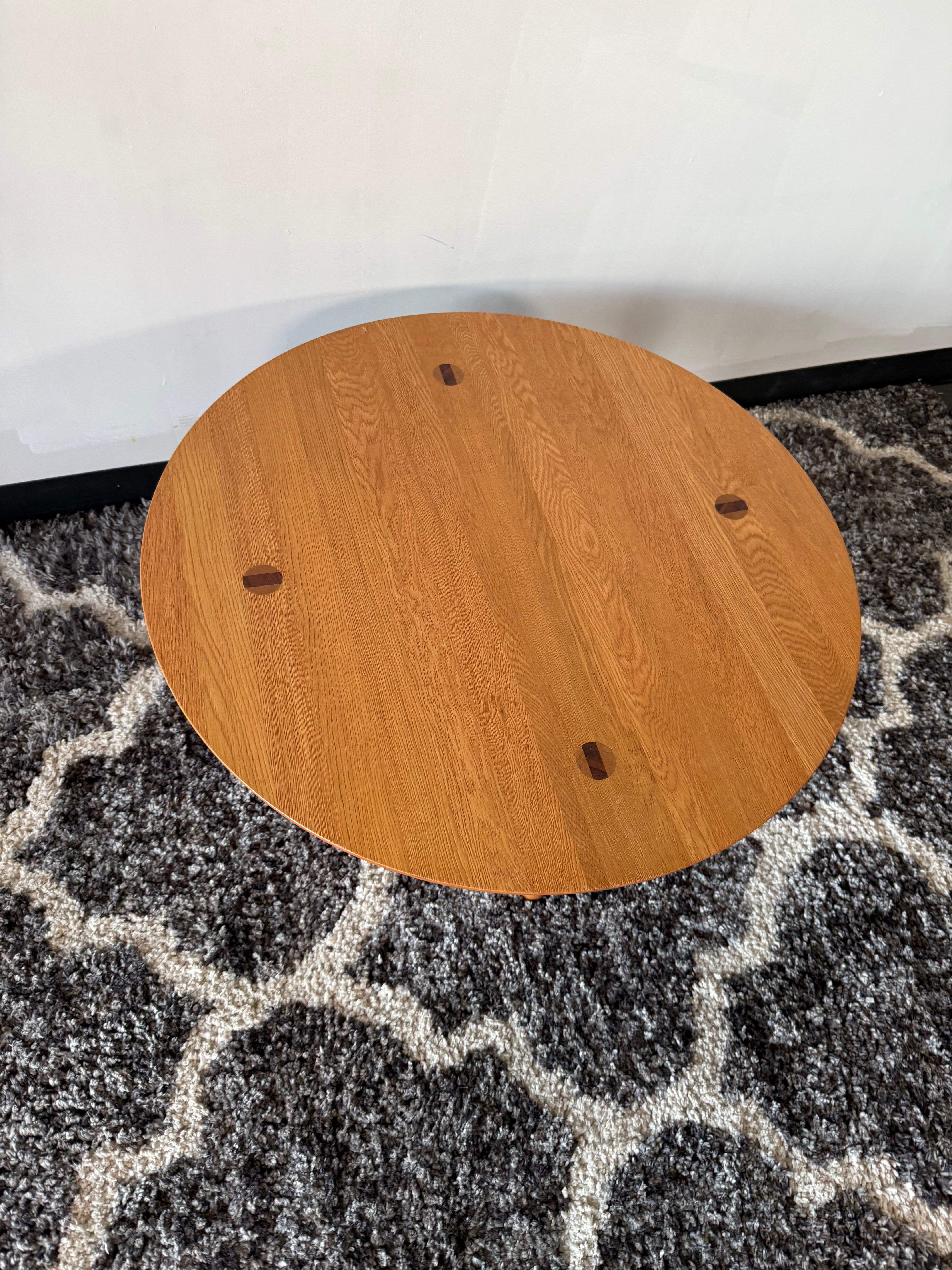 Solid Oak Coffee Table with Bowtie Inlays
