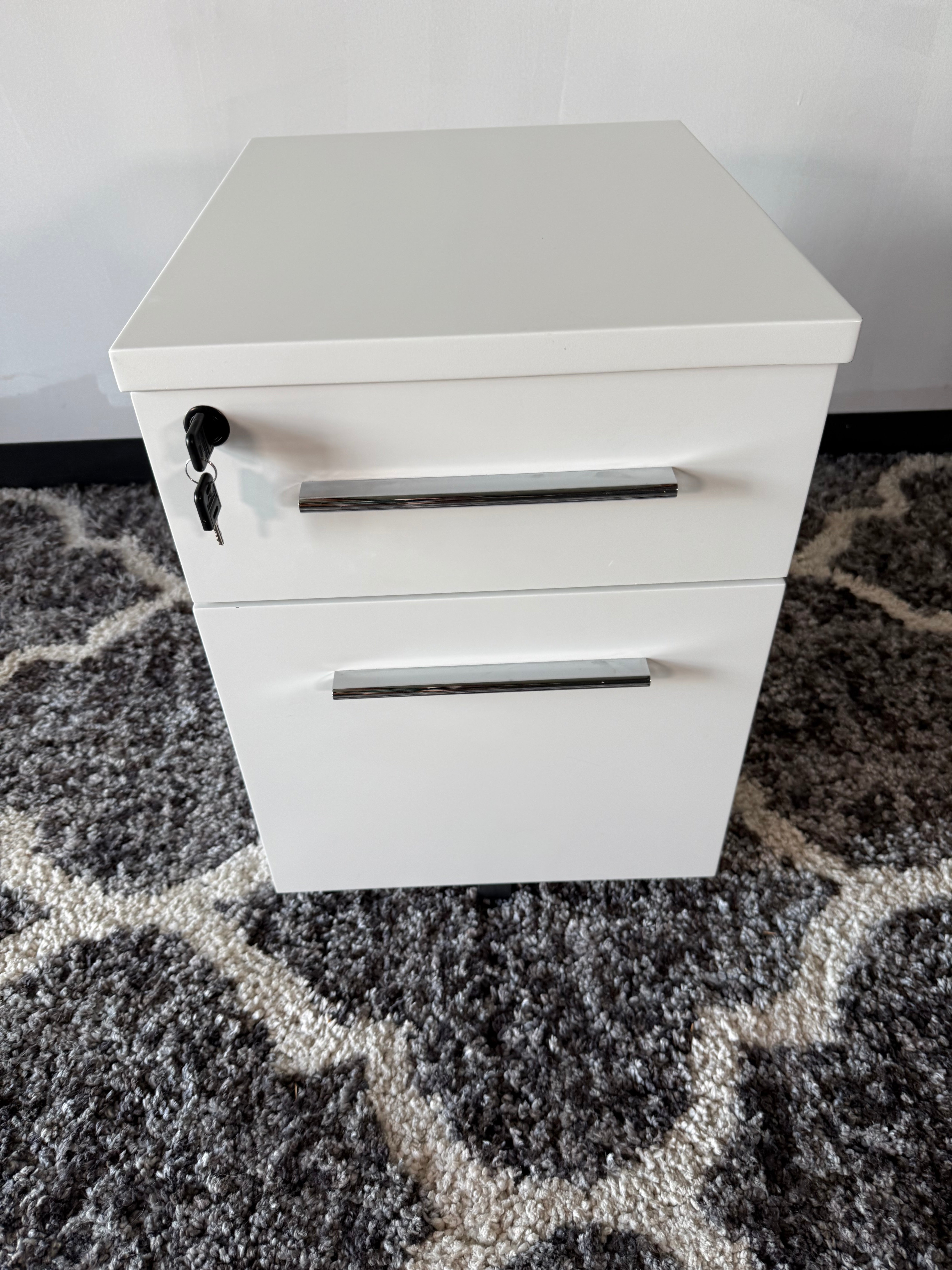 White Locking 2-Drawer Office Pedestal