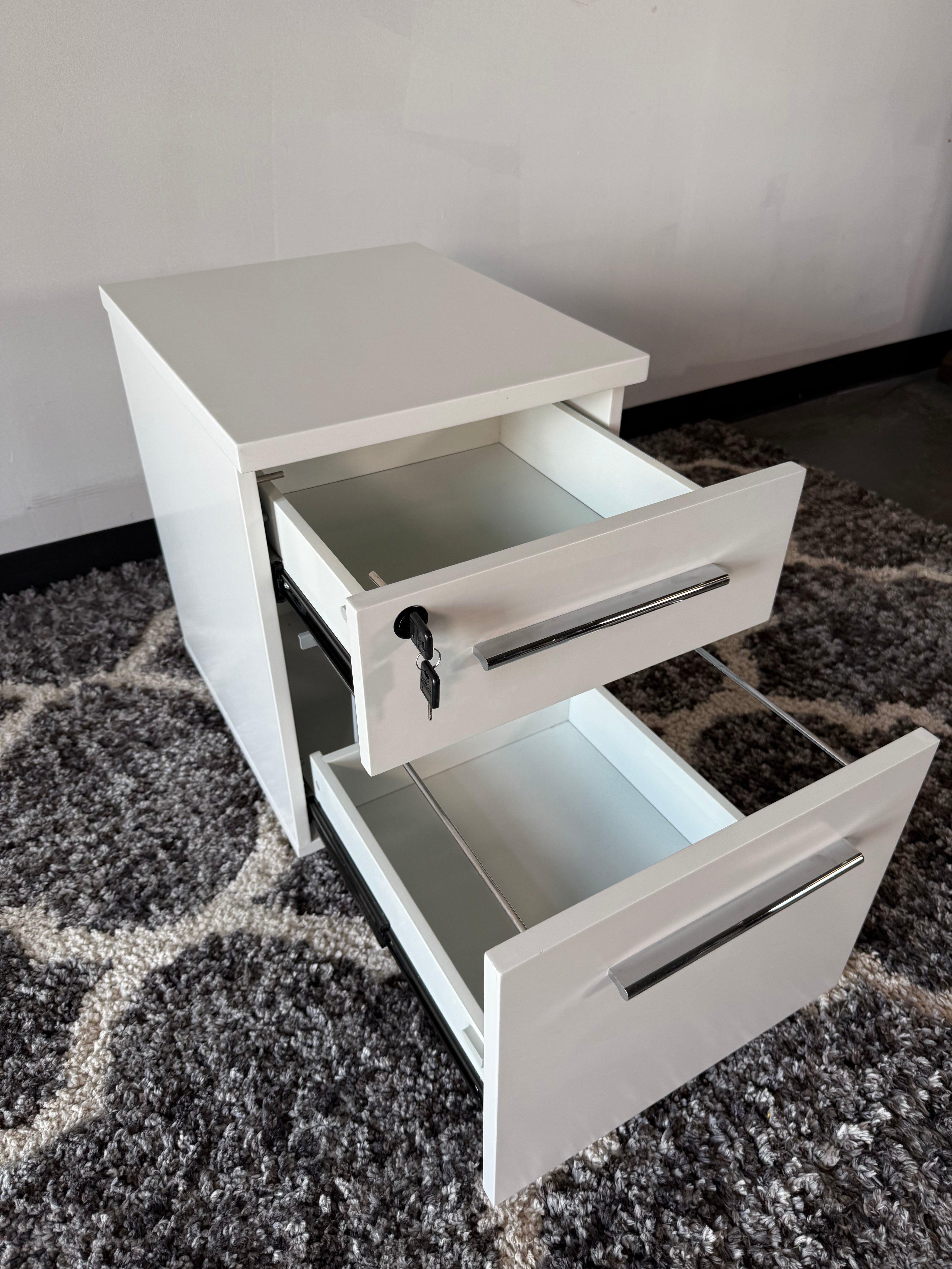 White Locking 2-Drawer Office Pedestal