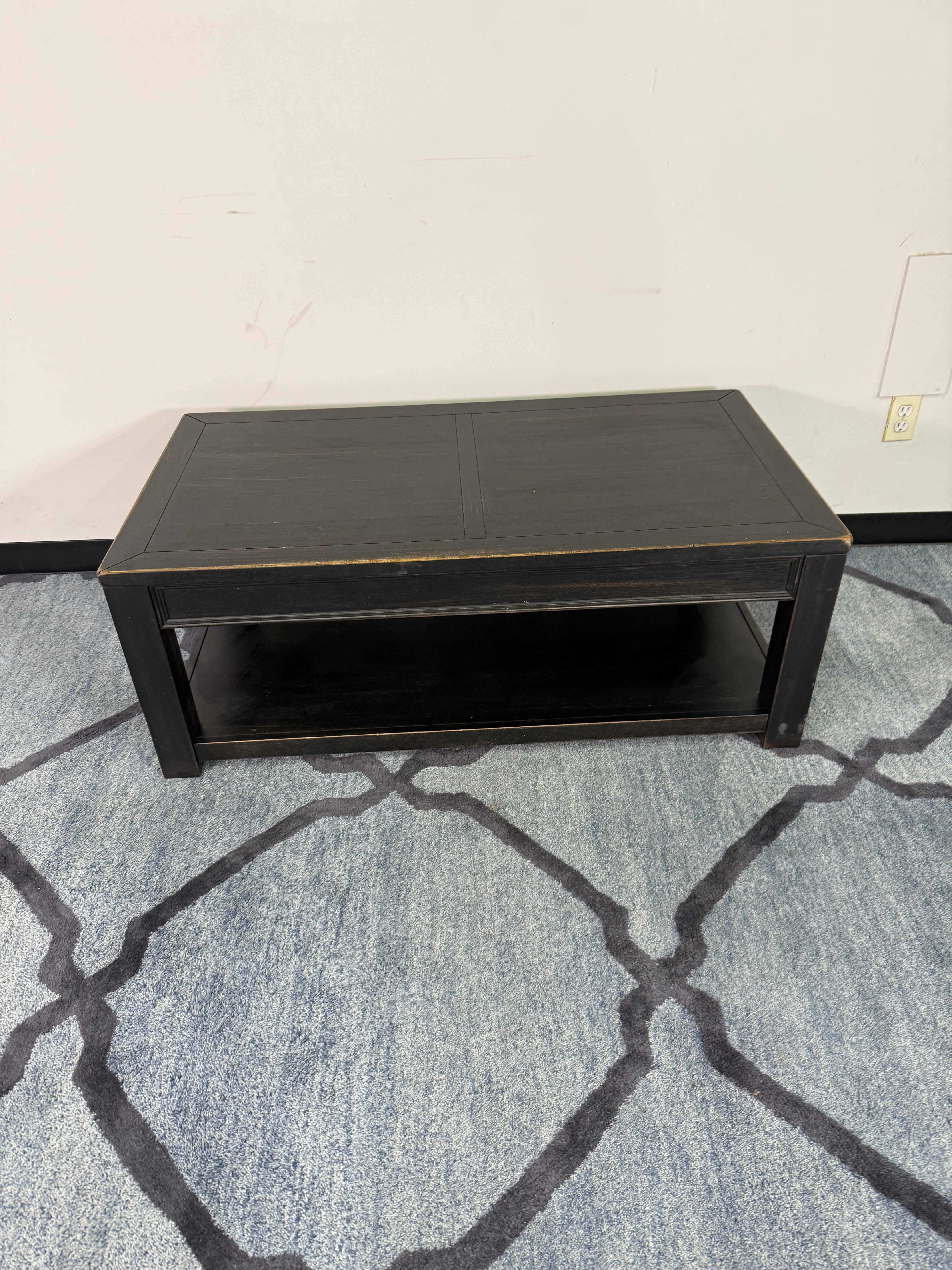 Distressed Black Wood Coffee Table