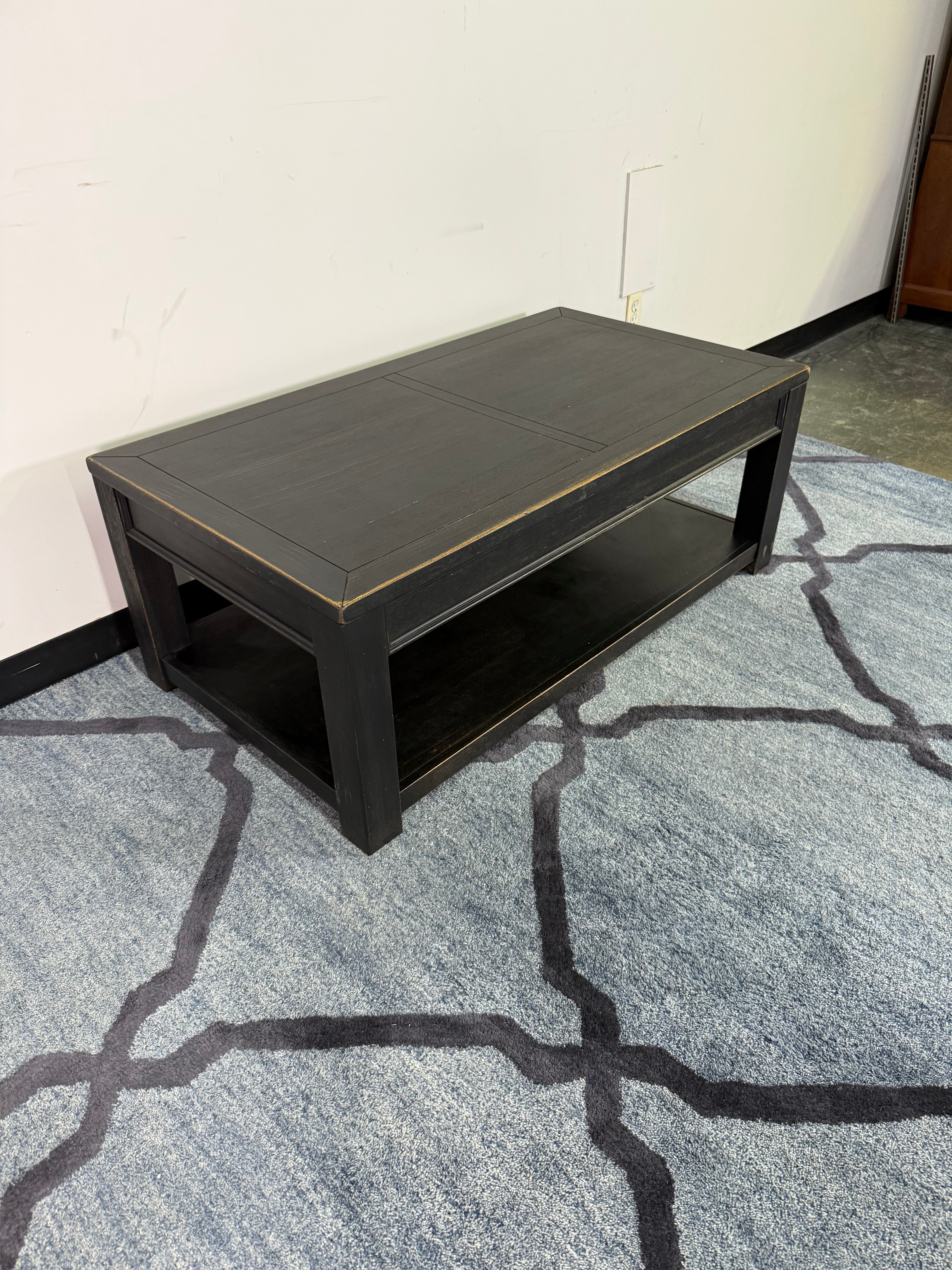 Distressed Black Wood Coffee Table