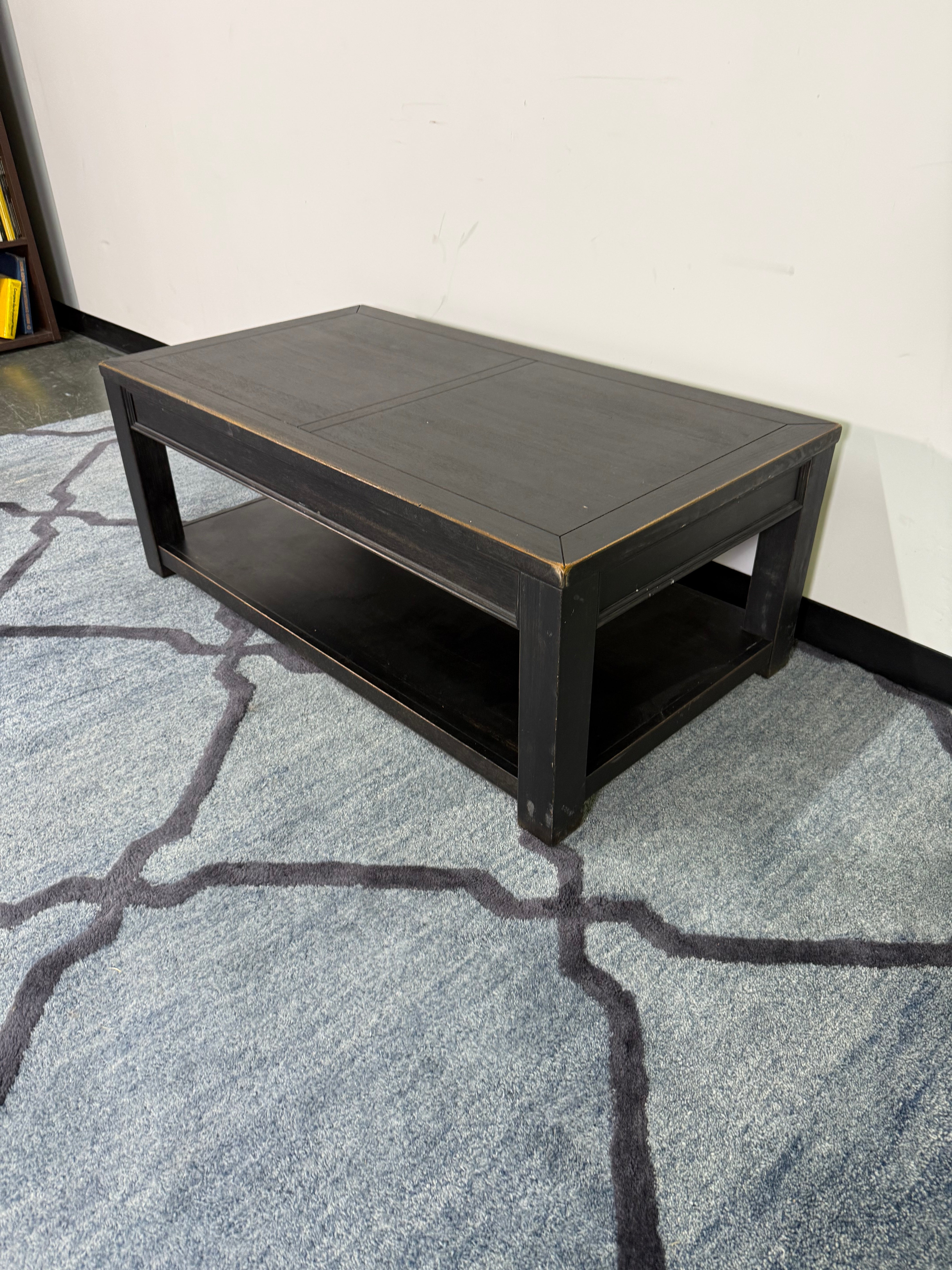 Distressed Black Wood Coffee Table