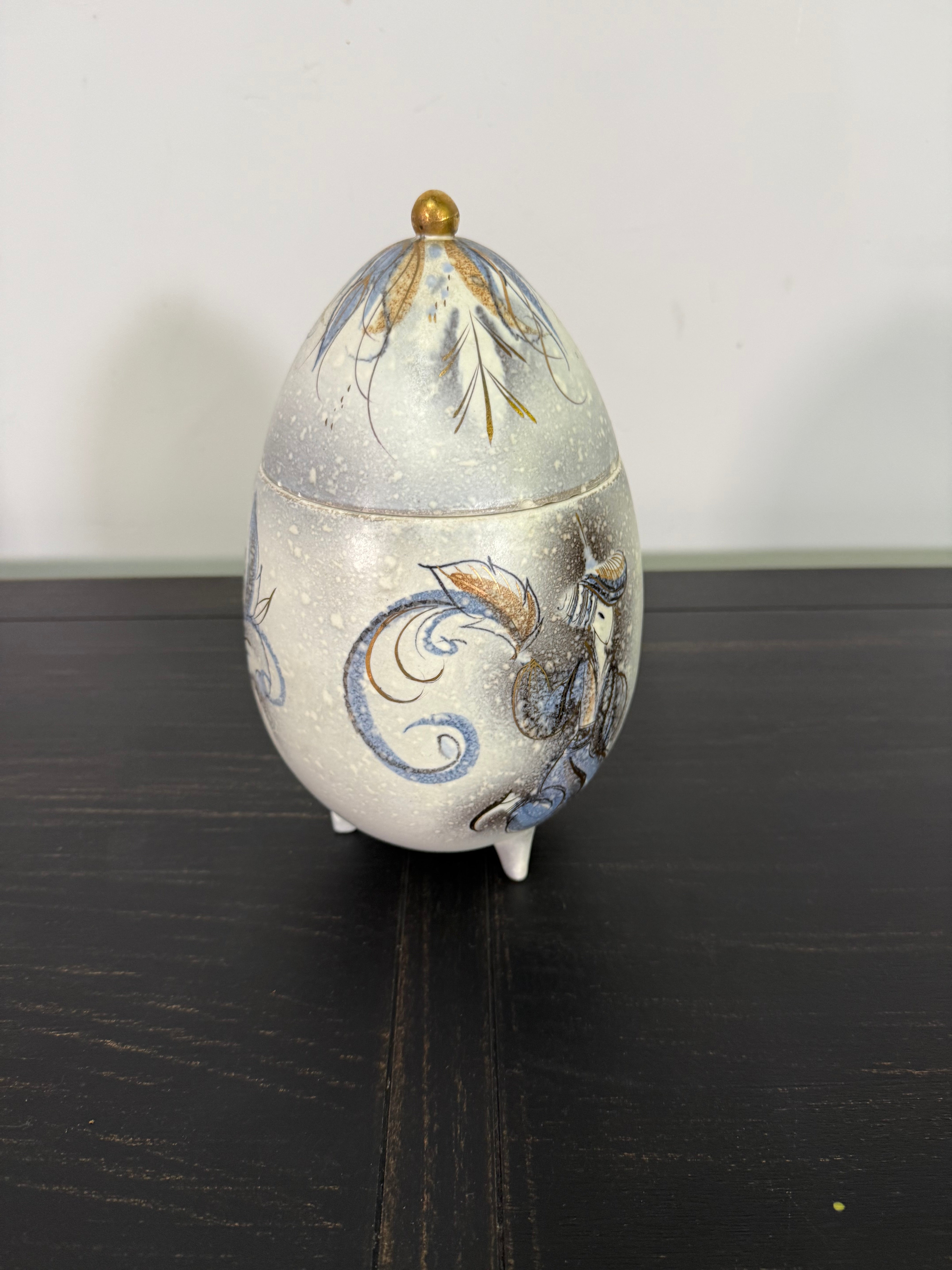 Hand-Painted Ceramic Egg Jar