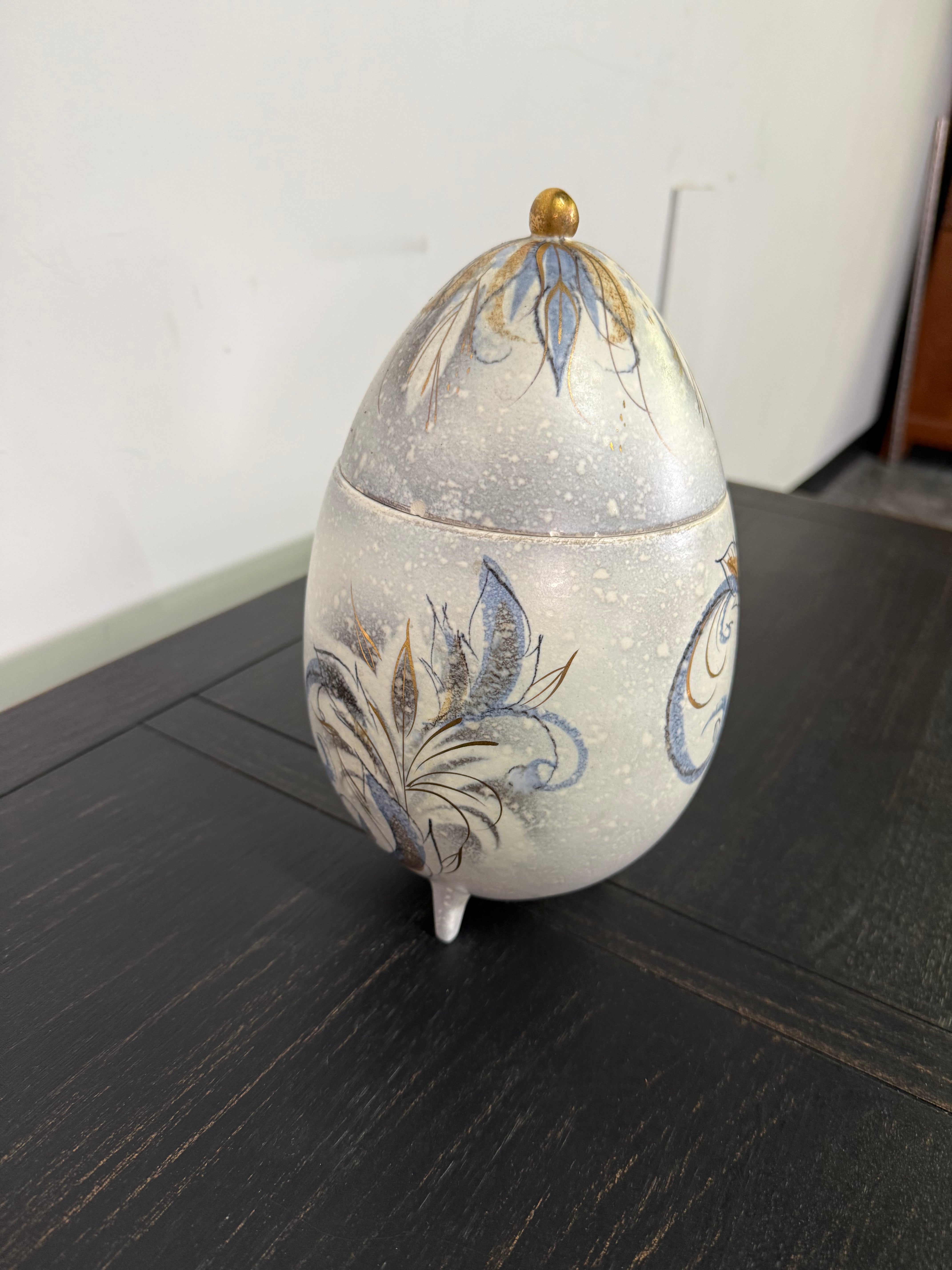 Hand-Painted Ceramic Egg Jar