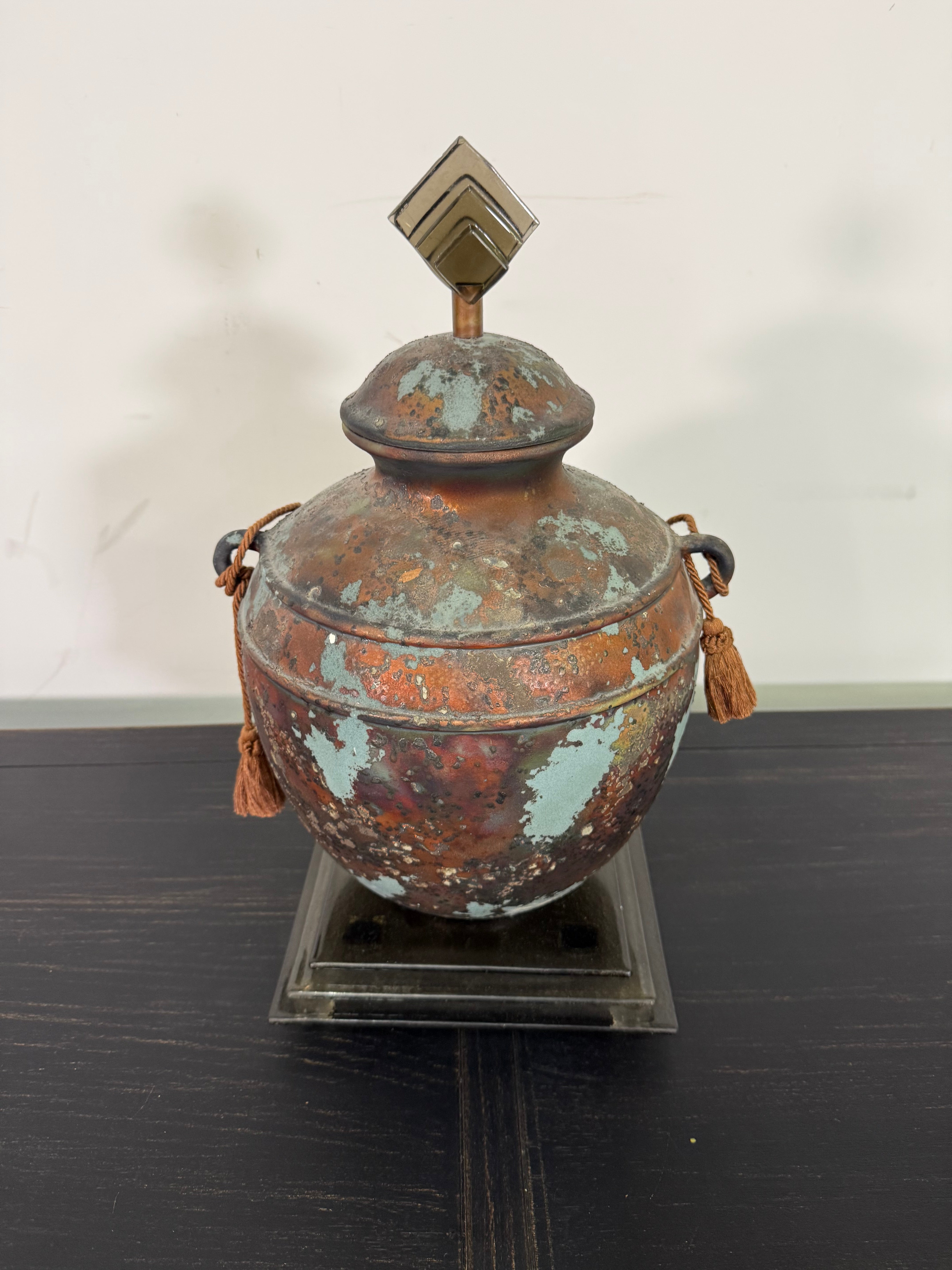 Weathered Copper-Finish Decorative Urn