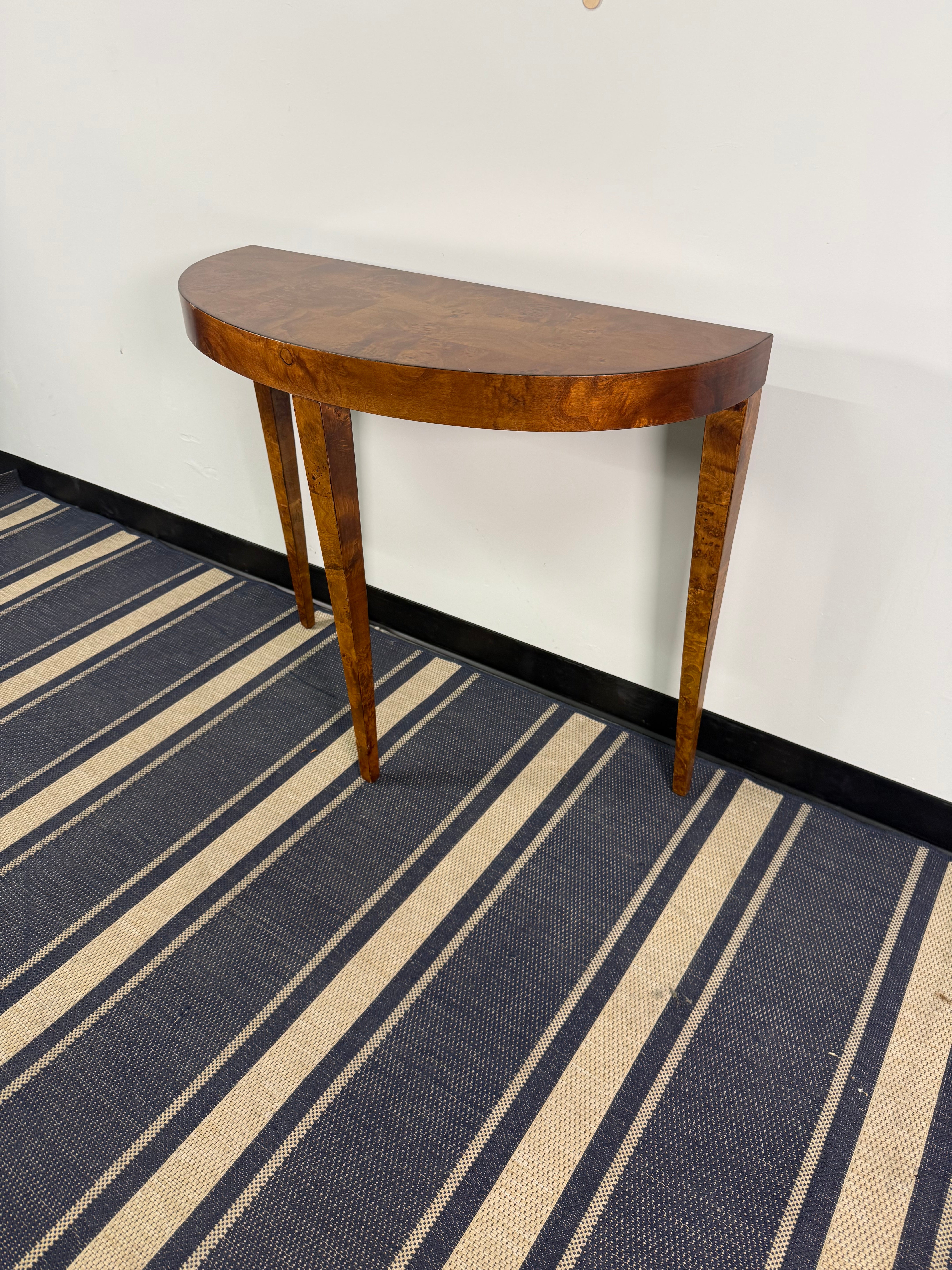 Burl Wood Demilune Console Table