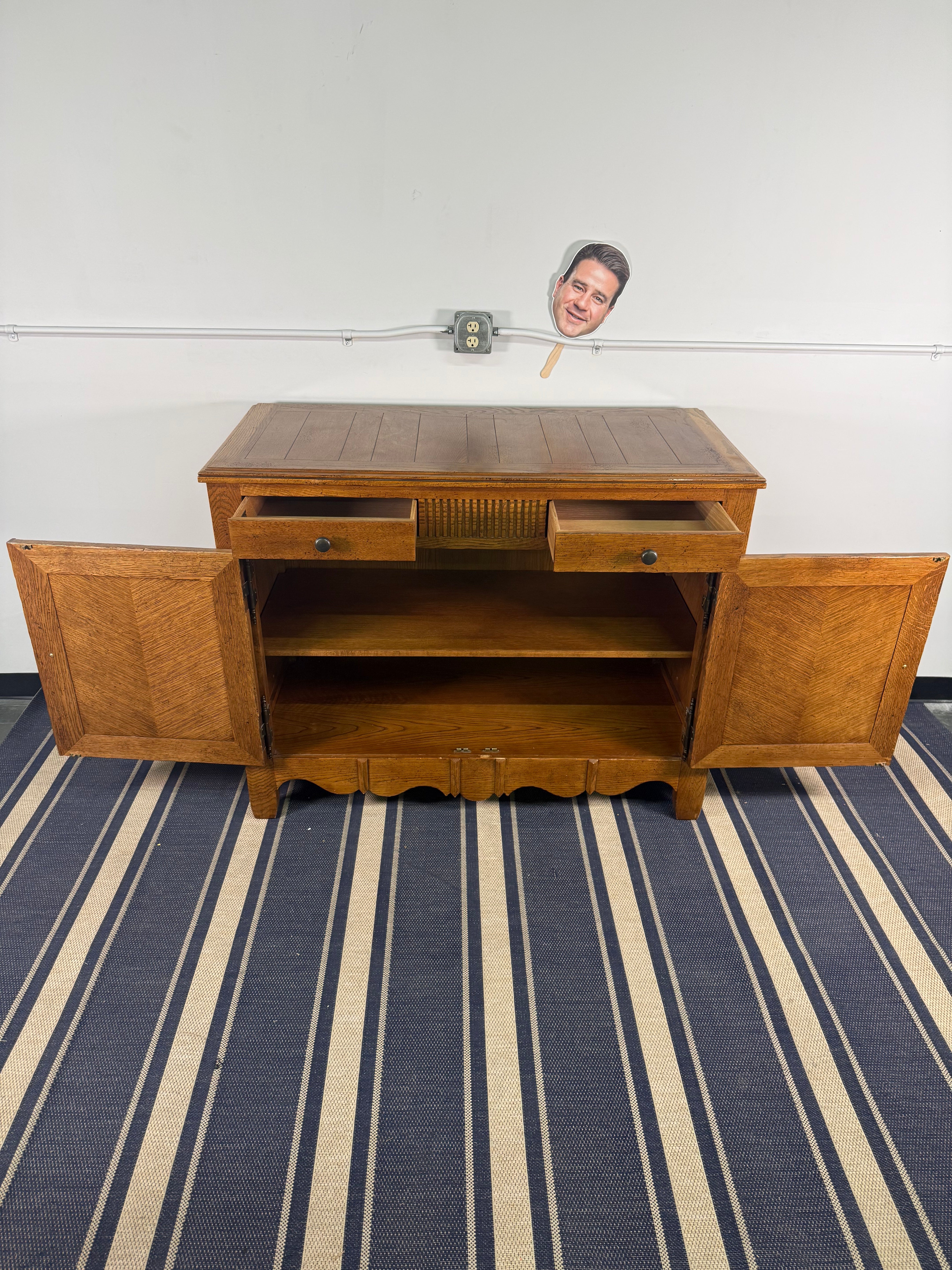 Country French Oak Sideboard with Scalloped Trim