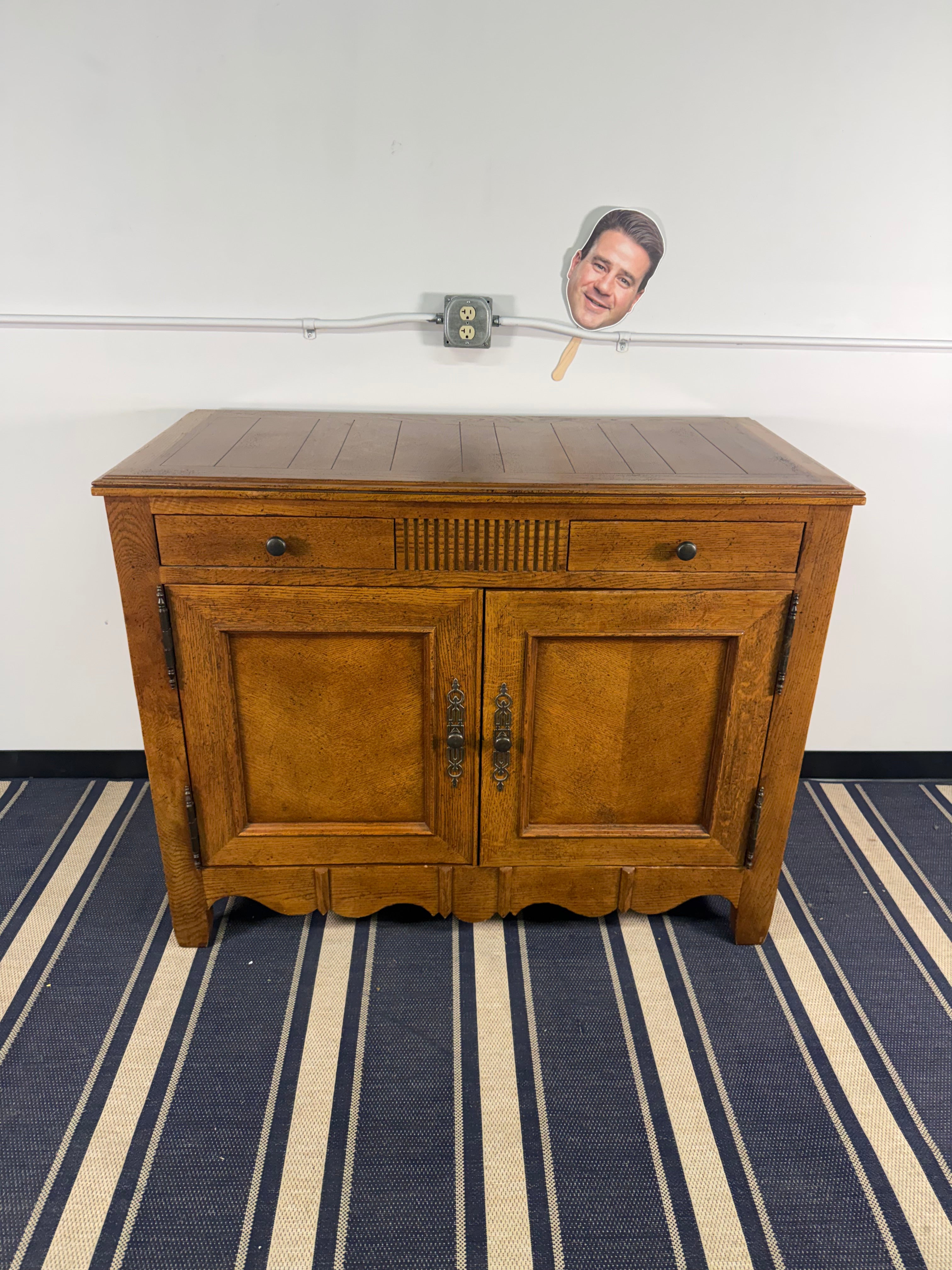 Country French Oak Sideboard with Scalloped Trim