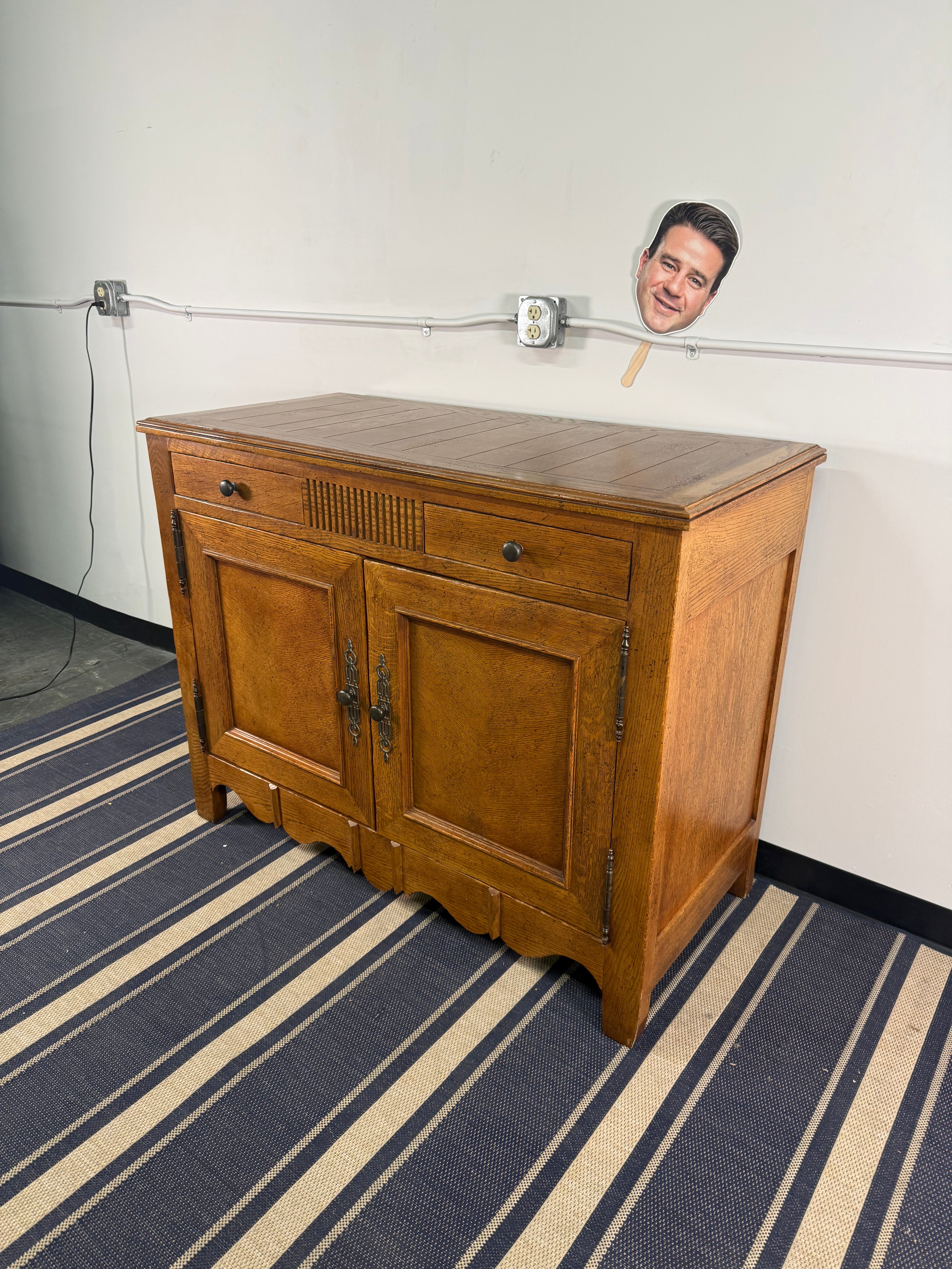 Country French Oak Sideboard with Scalloped Trim