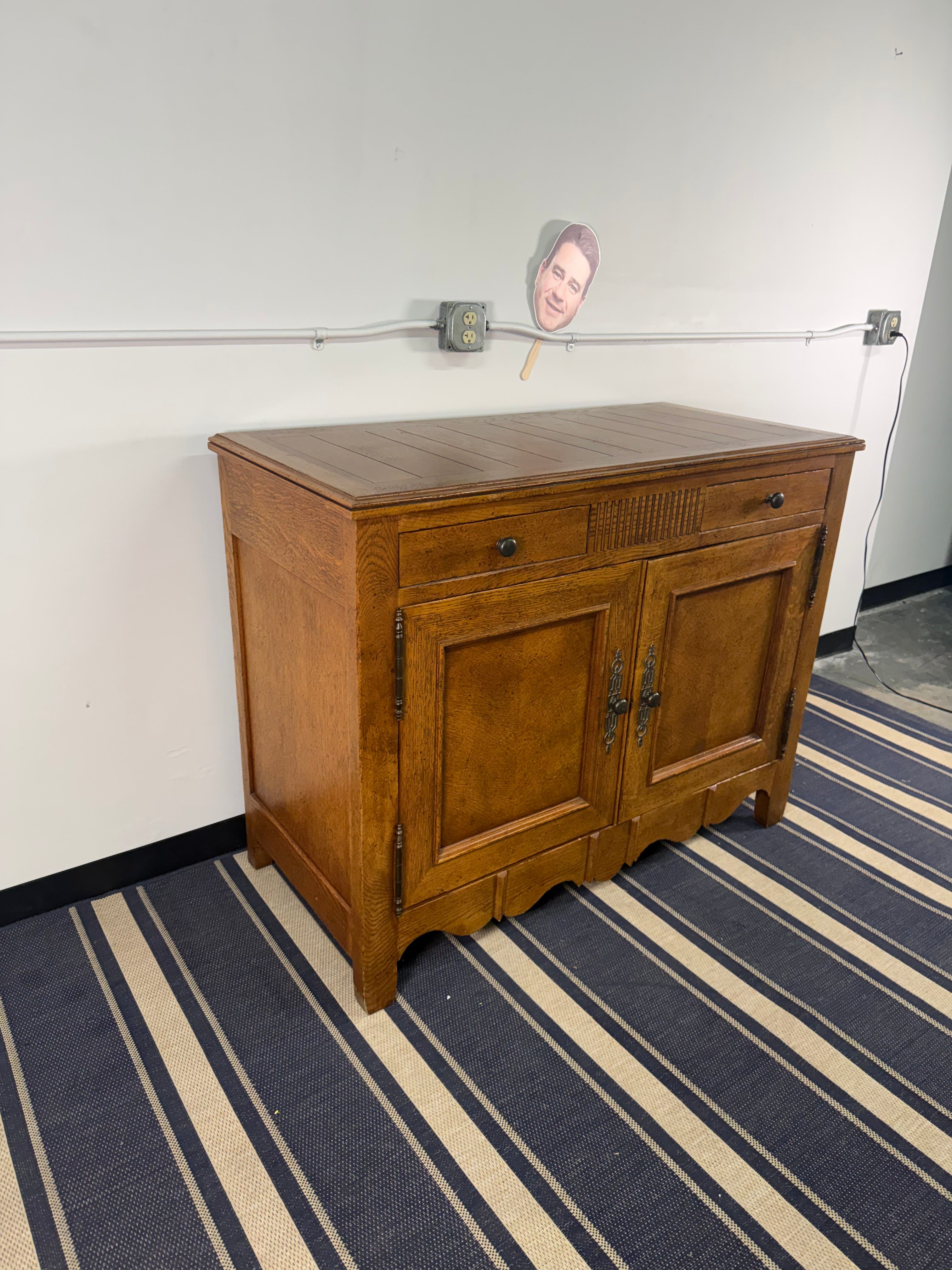 Country French Oak Sideboard with Scalloped Trim