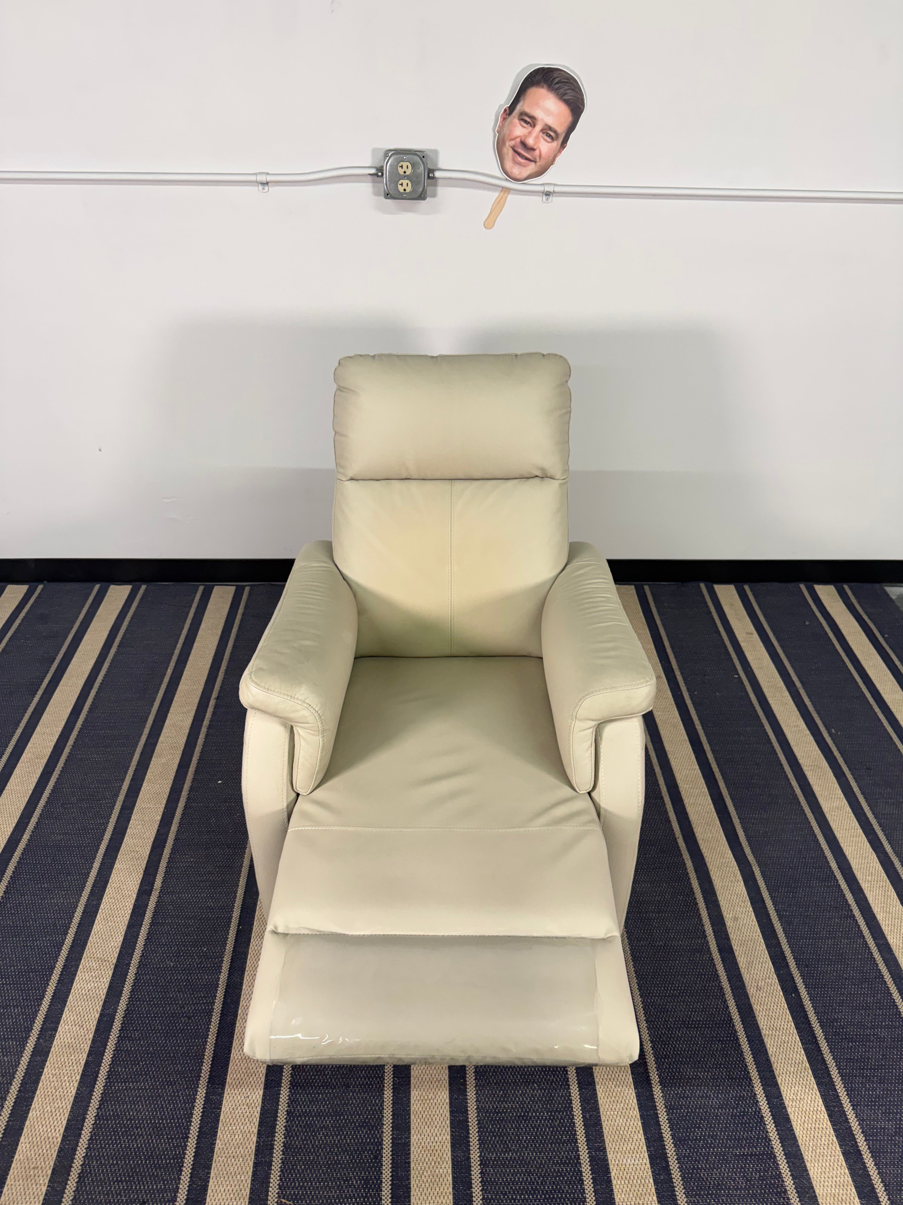Cream Leather Reclining Chair