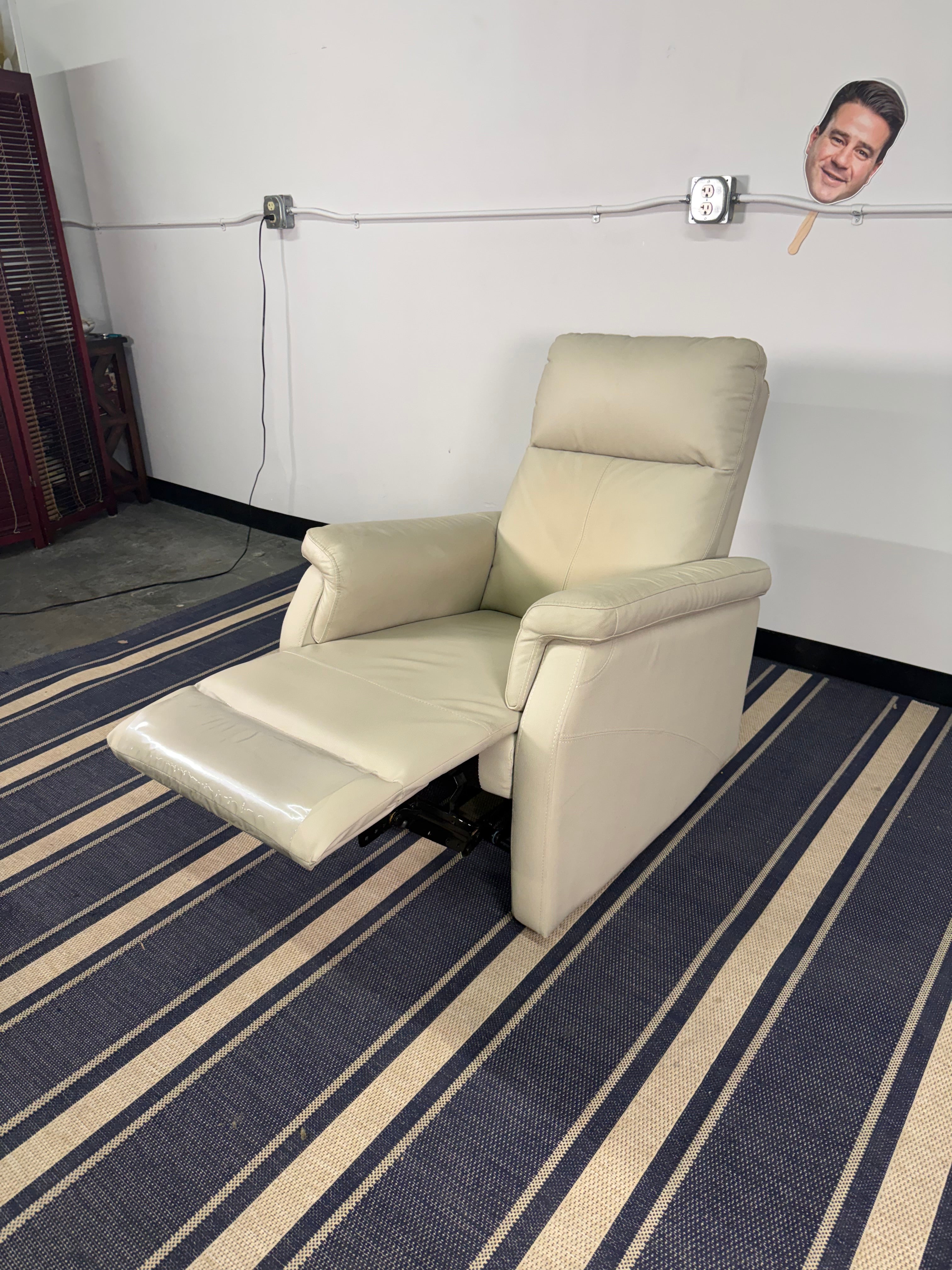 Cream Leather Reclining Chair