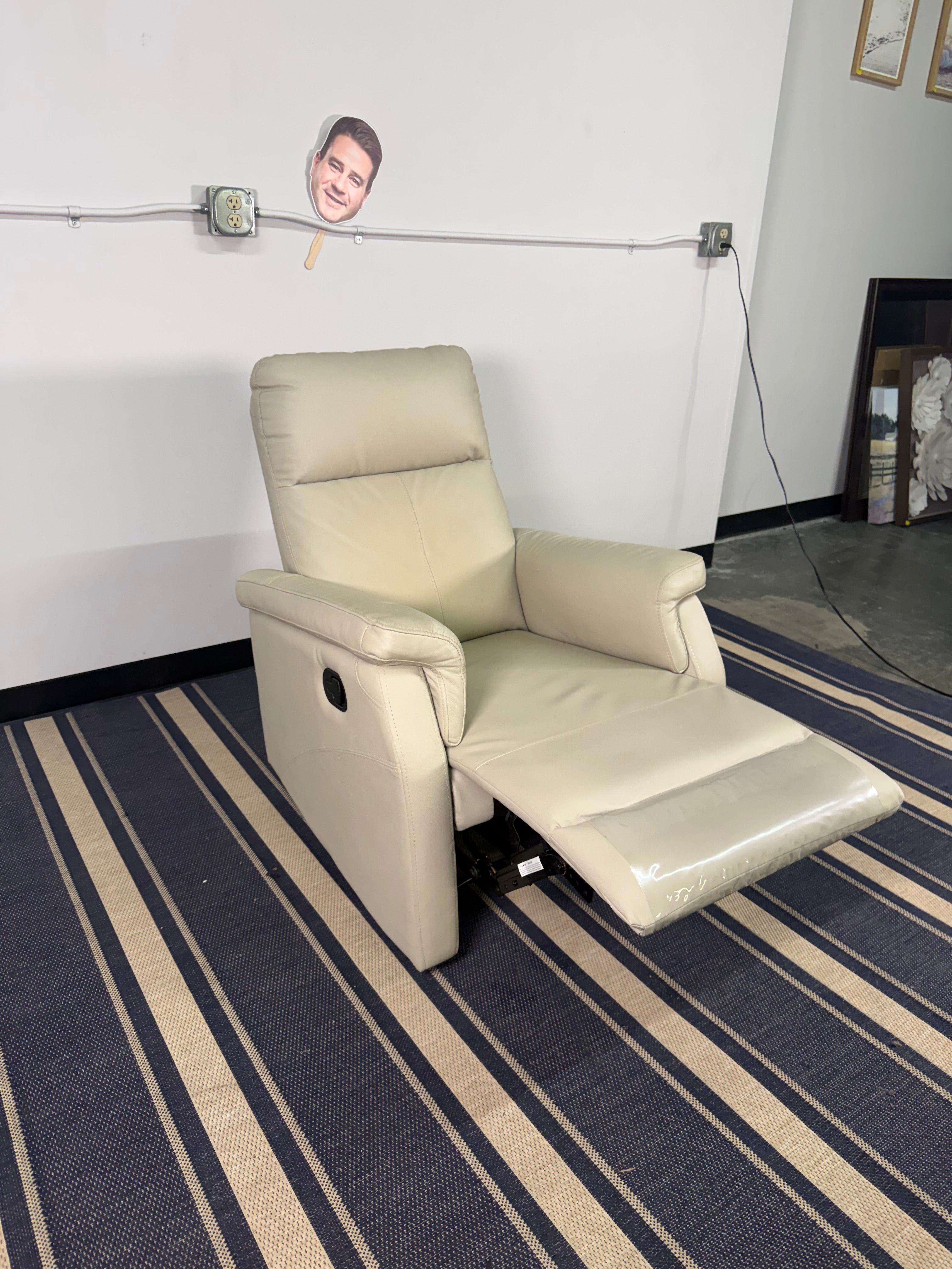 Cream Leather Reclining Chair