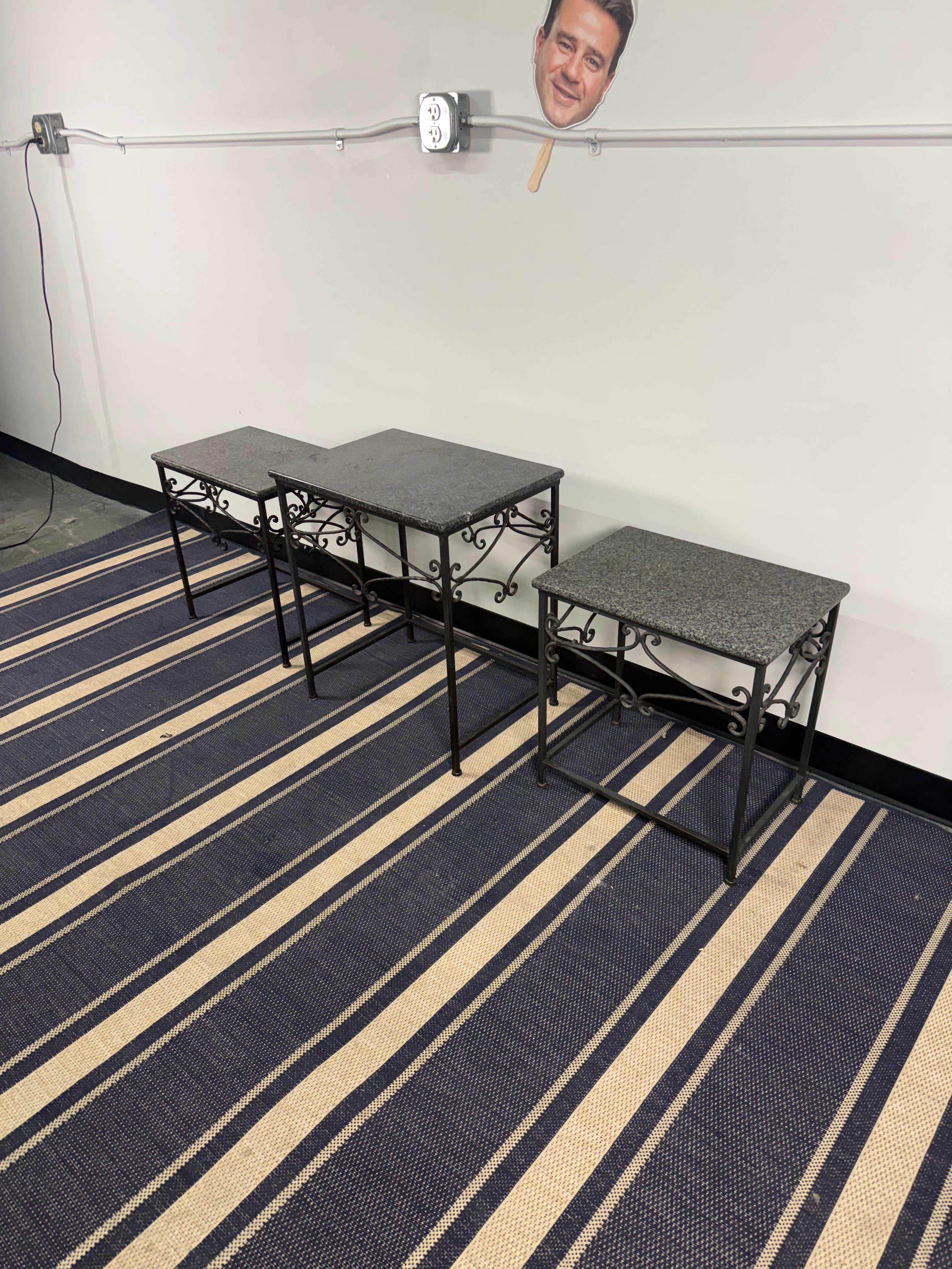 Wrought Iron Granite-Top Nesting Tables – Set of Three